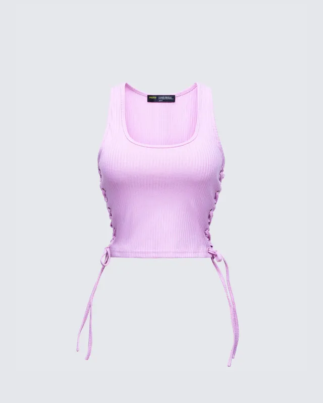 Nixie Pink Lace Up Tank sold by Finesse