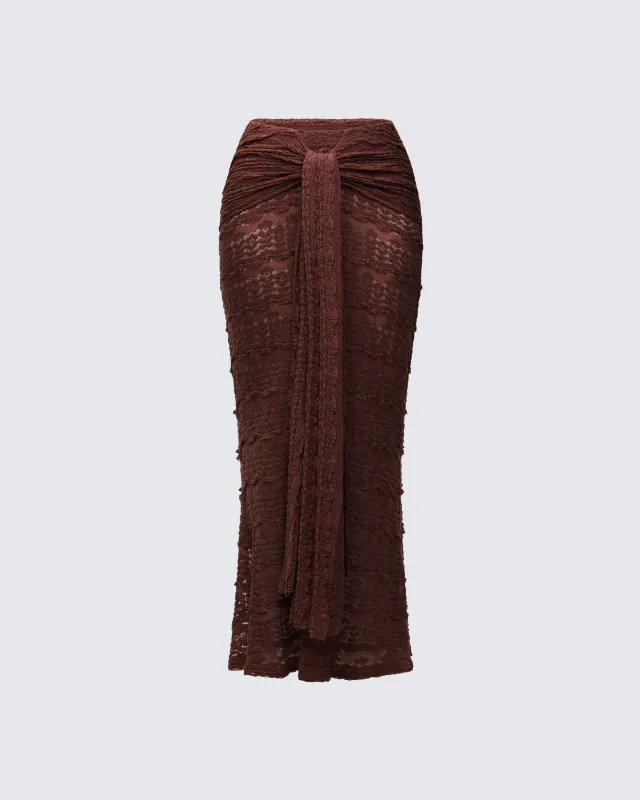 Dreya Brown Textured Maxi Skirt sold by Finesse