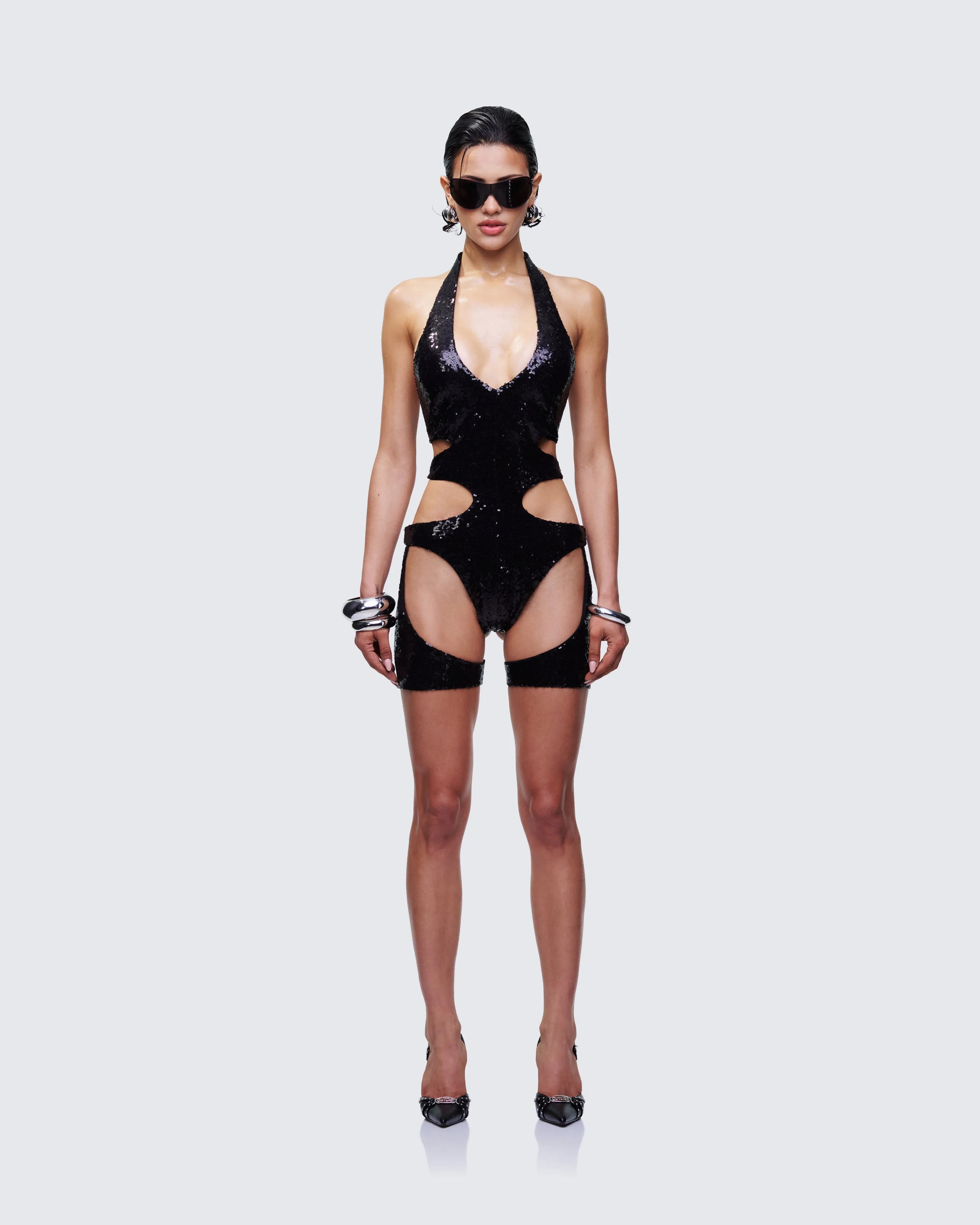 Vivian Black Cut Away Playsuit sold by Finesse product image thumbnail 2