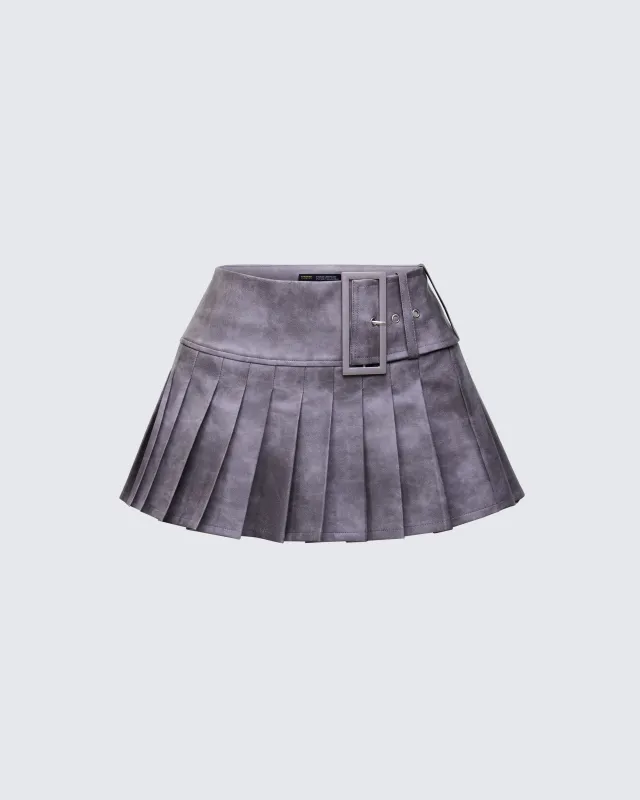Elettra Grey Vegan Leather Mini Skirt sold by Finesse