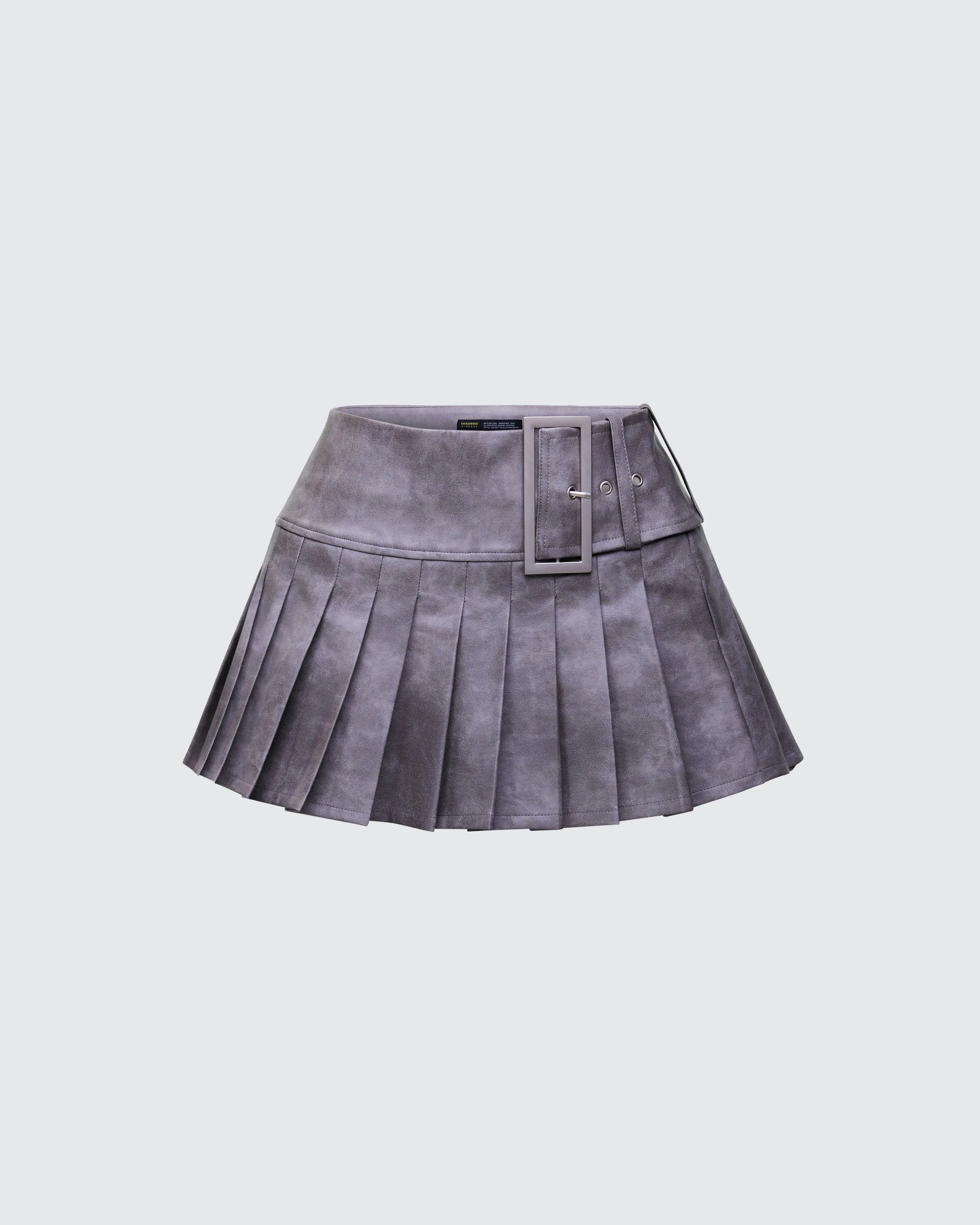 Elettra Grey Vegan Leather Mini Skirt sold by Finesse