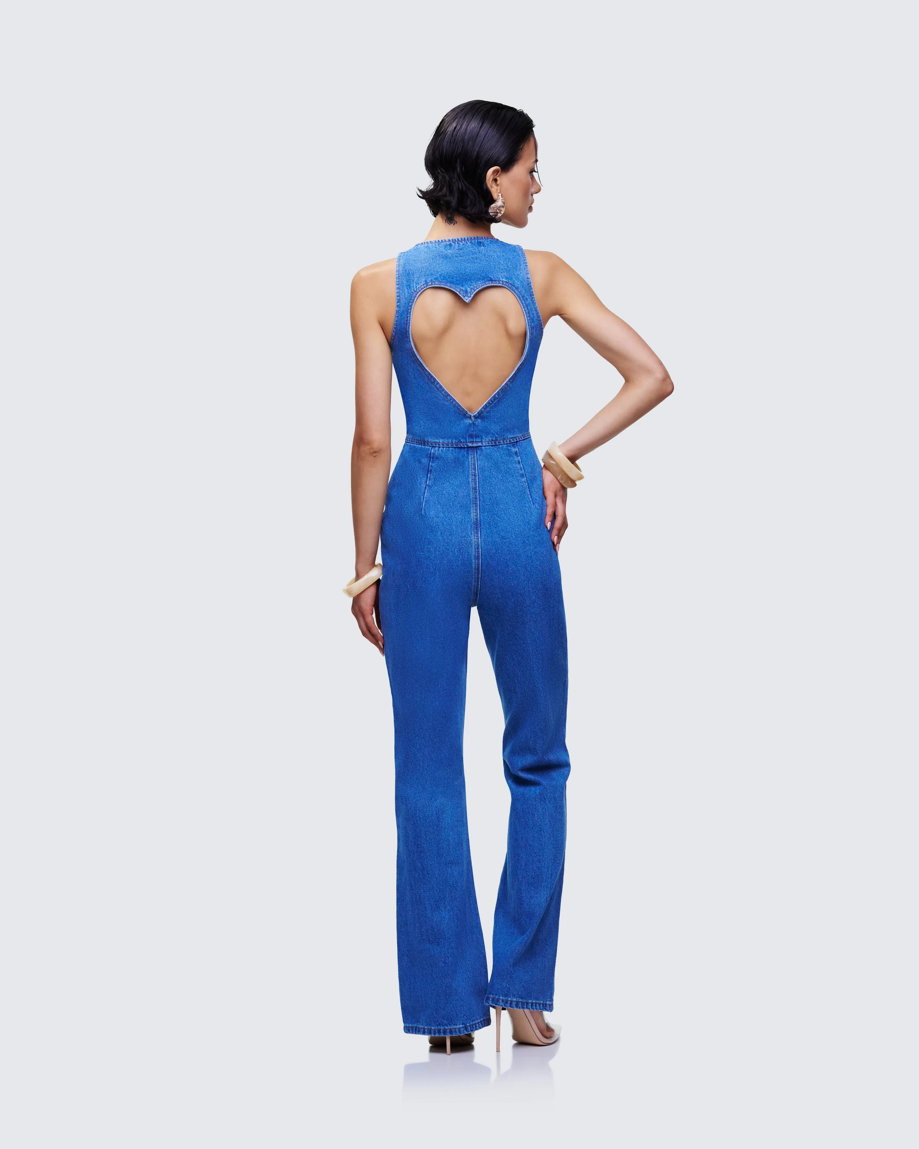Ali Blue Denim Heart Cut Jumpsuit sold by Finesse product image thumbnail 5