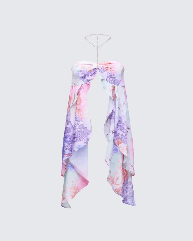 Seaphira Multi Printed Ruffle Top sold by Finesse