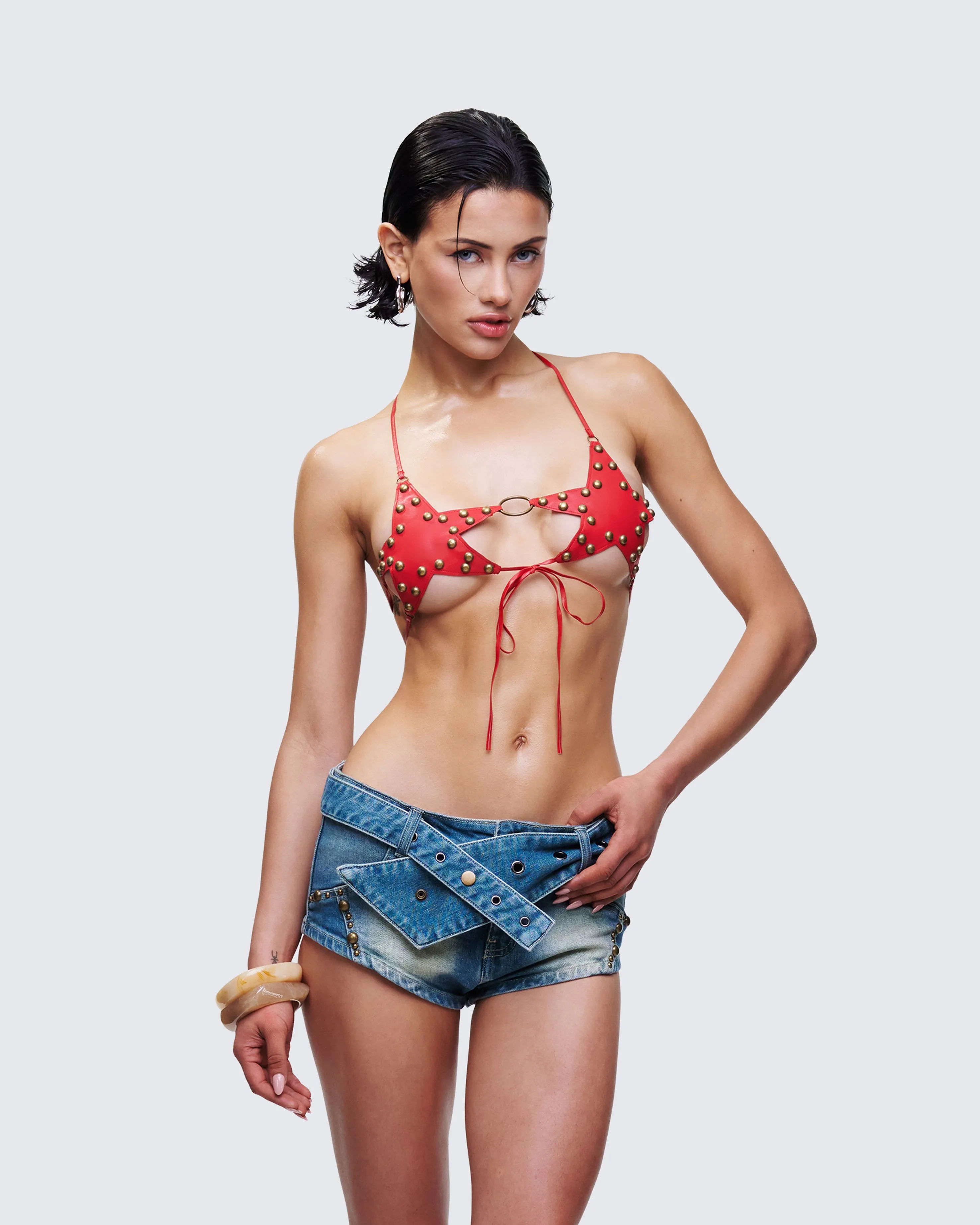 Reign Red Vegan Leather Star Bra sold by Finesse product image thumbnail 3