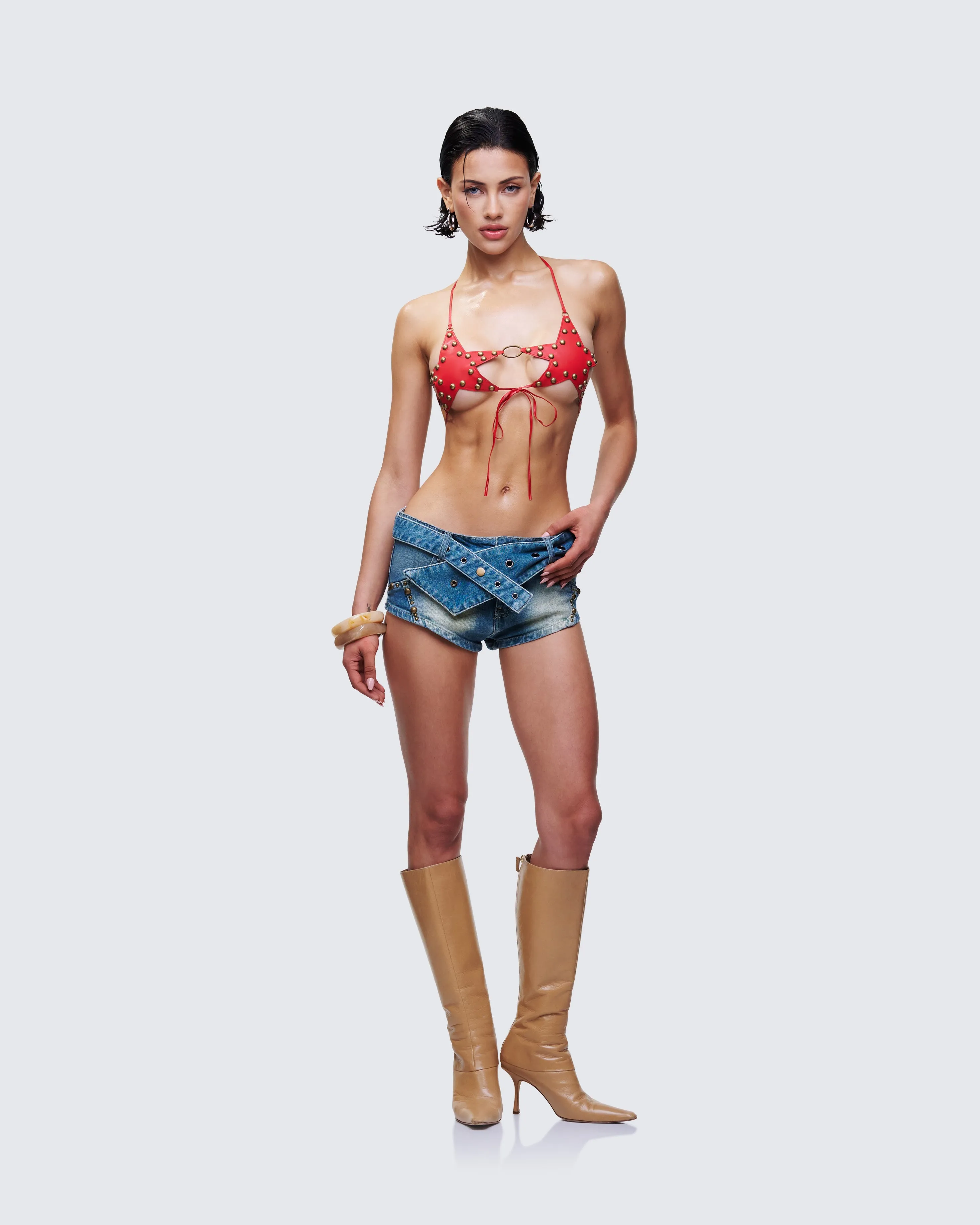 Reign Red Vegan Leather Star Bra sold by Finesse product image thumbnail 5