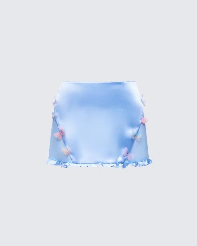 Faelina Blue Satin Butterfly Skirt sold by Finesse