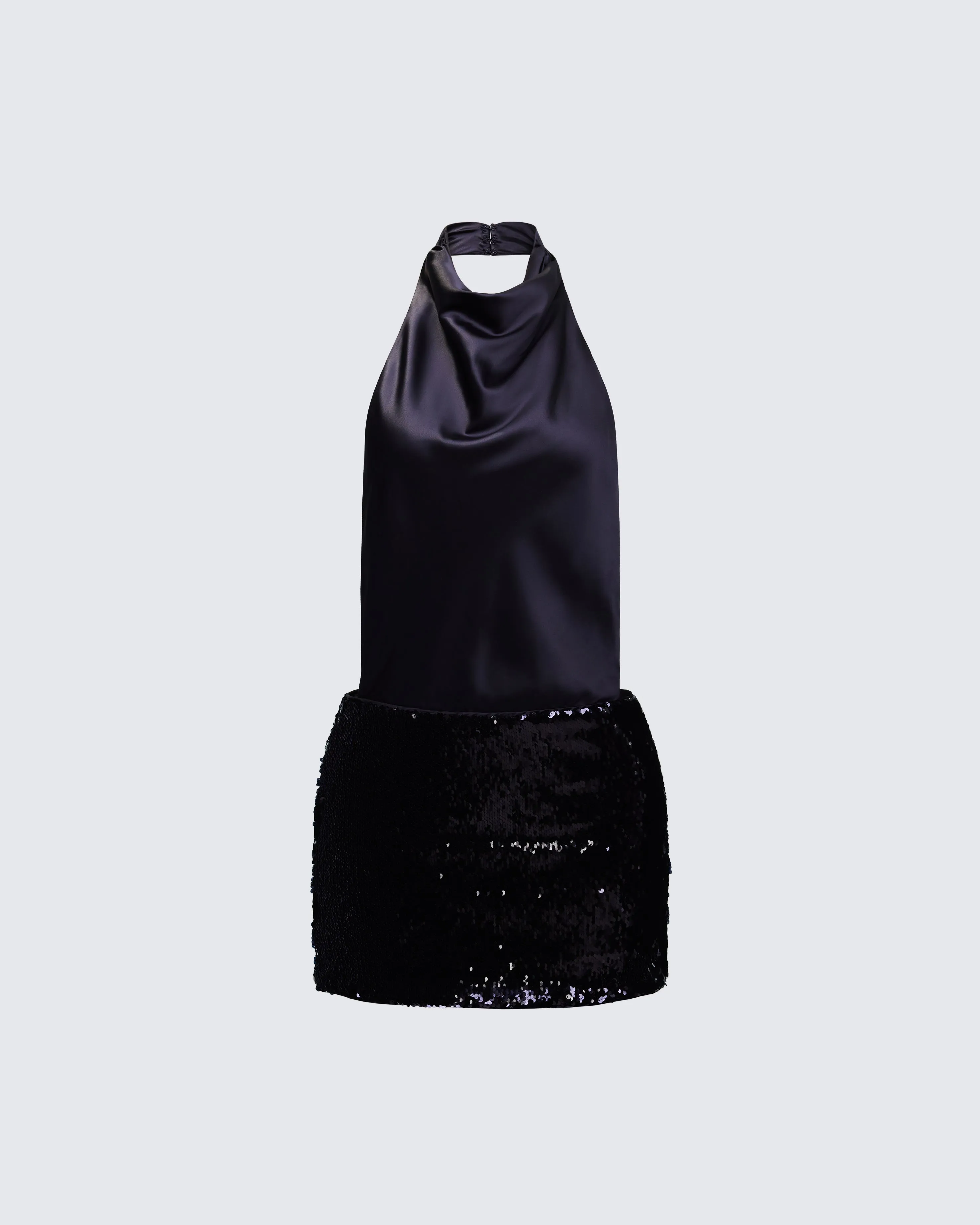 Dot Black Sequin Open Back Mini Dress sold by Finesse