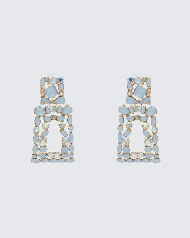 Kamari Blue Encrusted Dangle Earrings sold by Finesse
