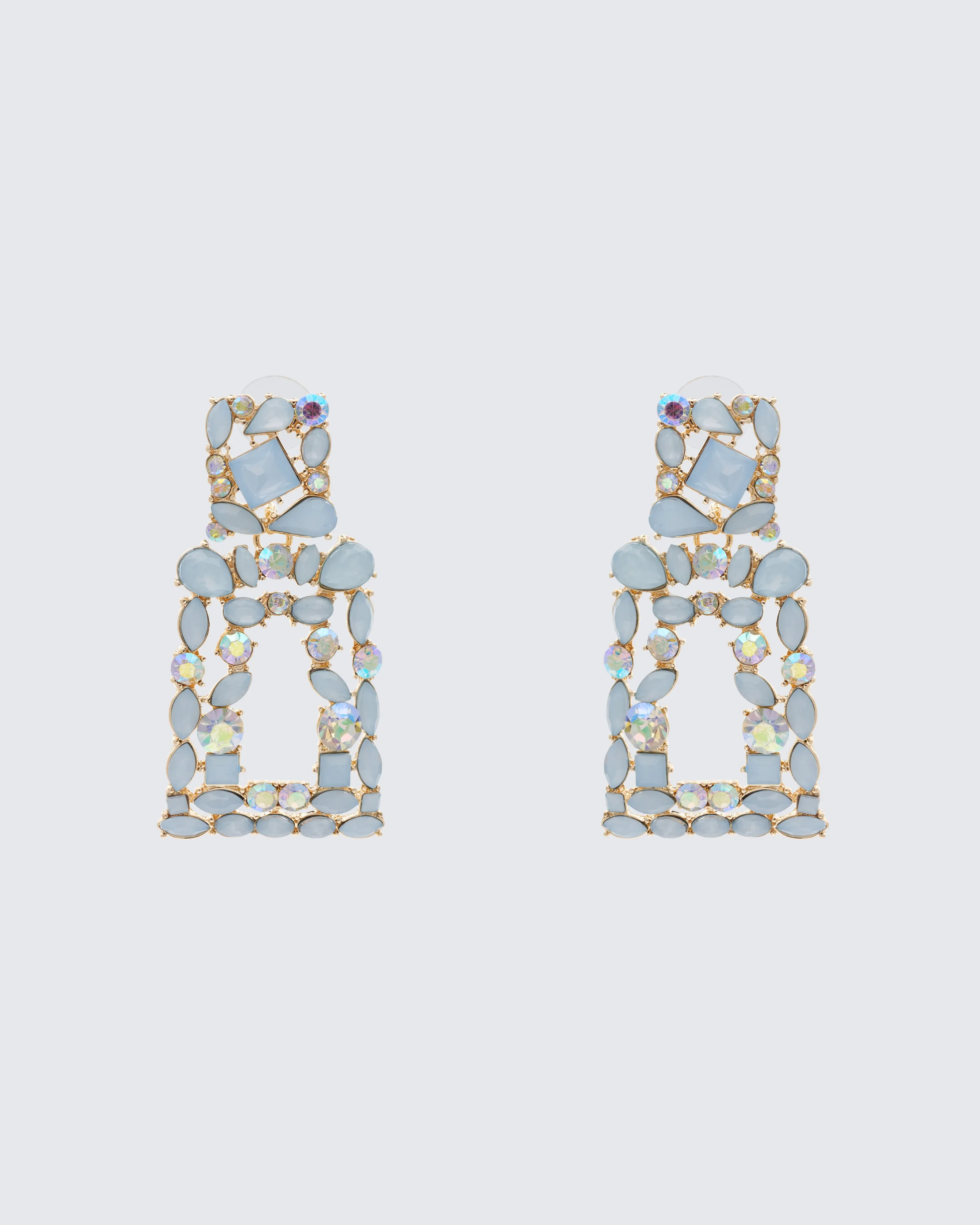 Kamari Blue Encrusted Dangle Earrings sold by Finesse