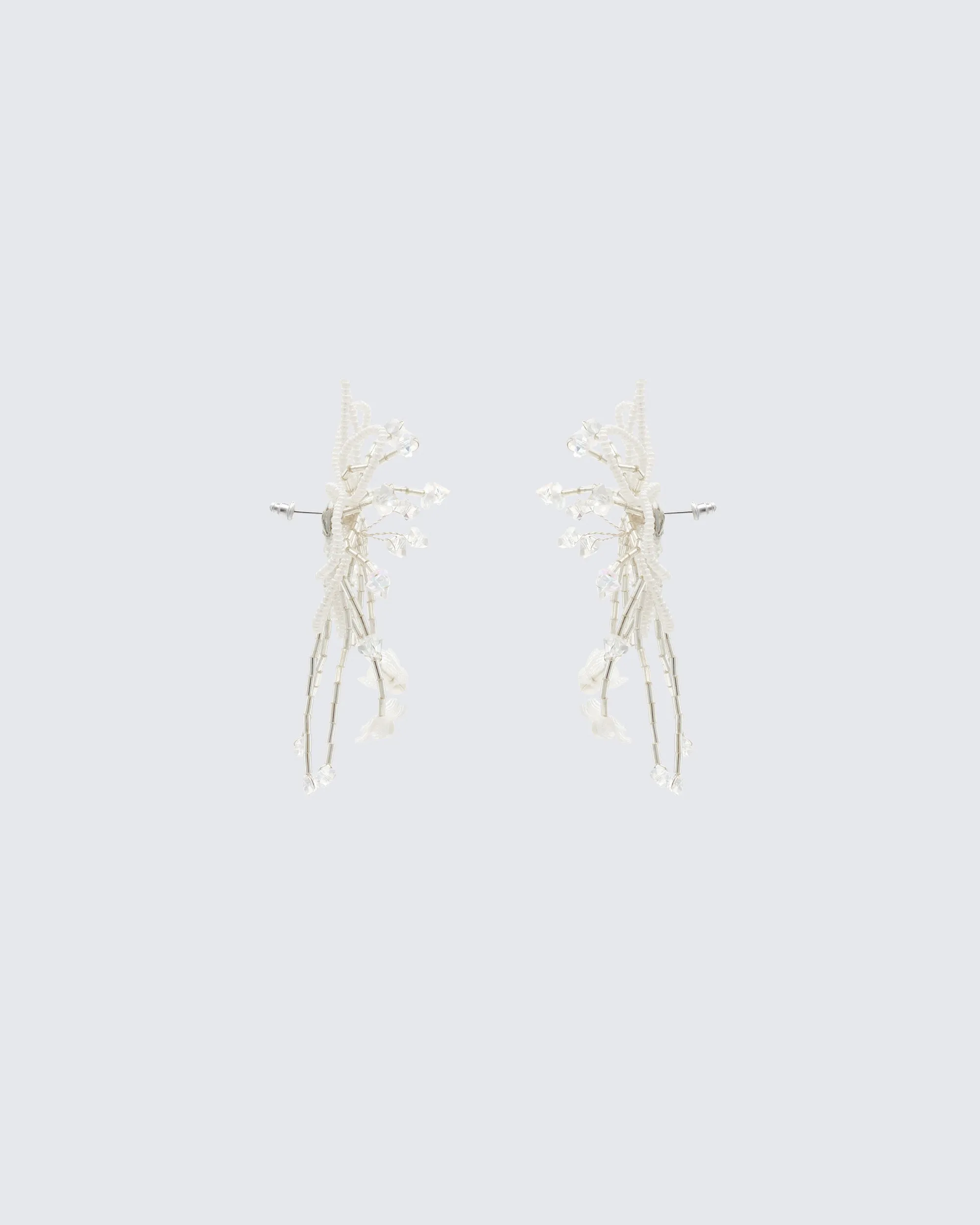 Sandra White Beaded Flower Earrings sold by Finesse product image thumbnail 2