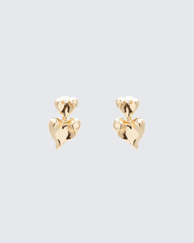 Andrea Gold Heart Dangle Earrings sold by Finesse