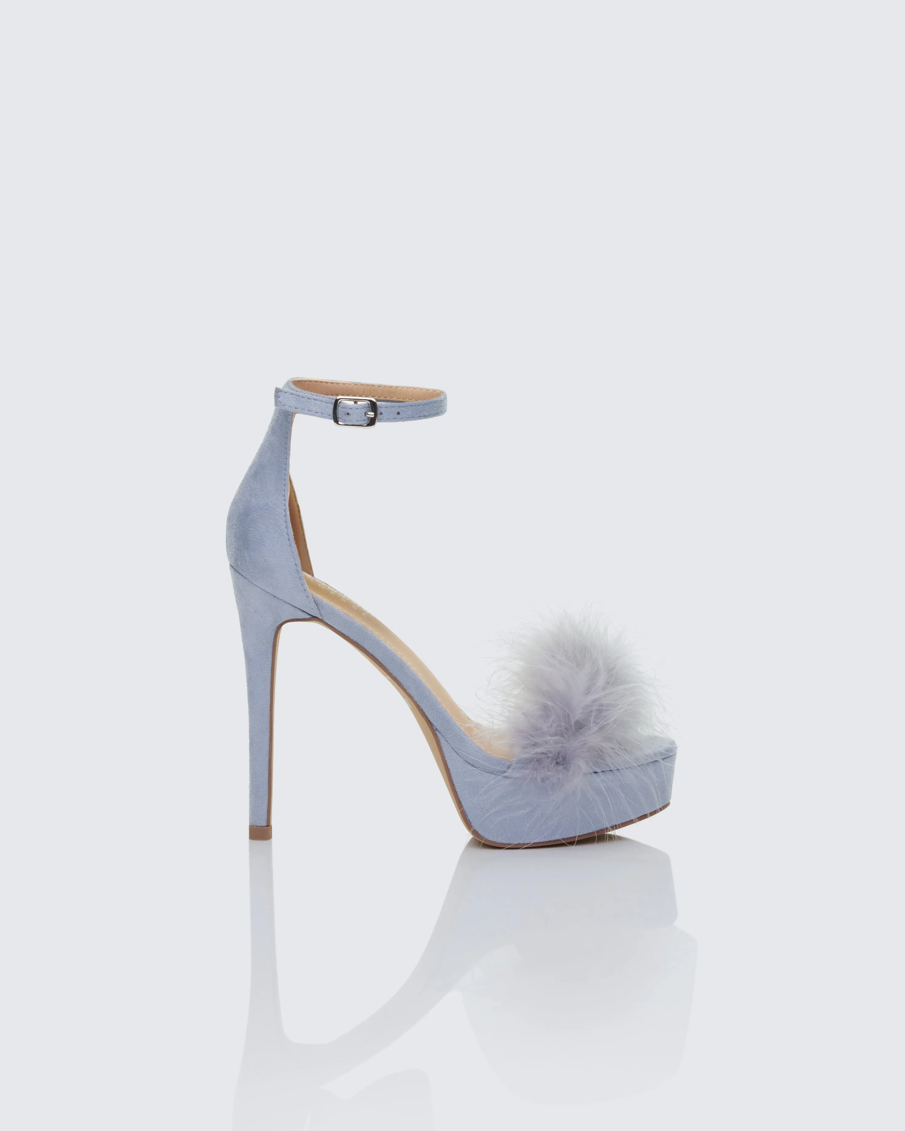 Erminia Blue Feather Detail Heels sold by Finesse