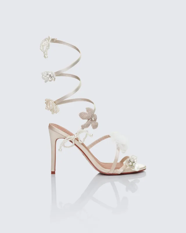 Celeste Ivory Pearl Spiral Sandal sold by Finesse
