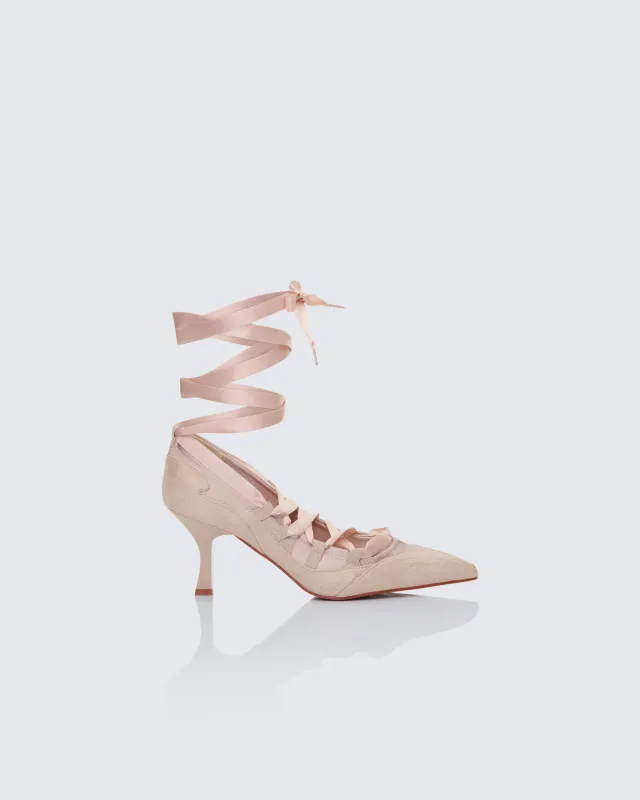 Dahlia Blush Lace up Ballet Pump sold by Finesse