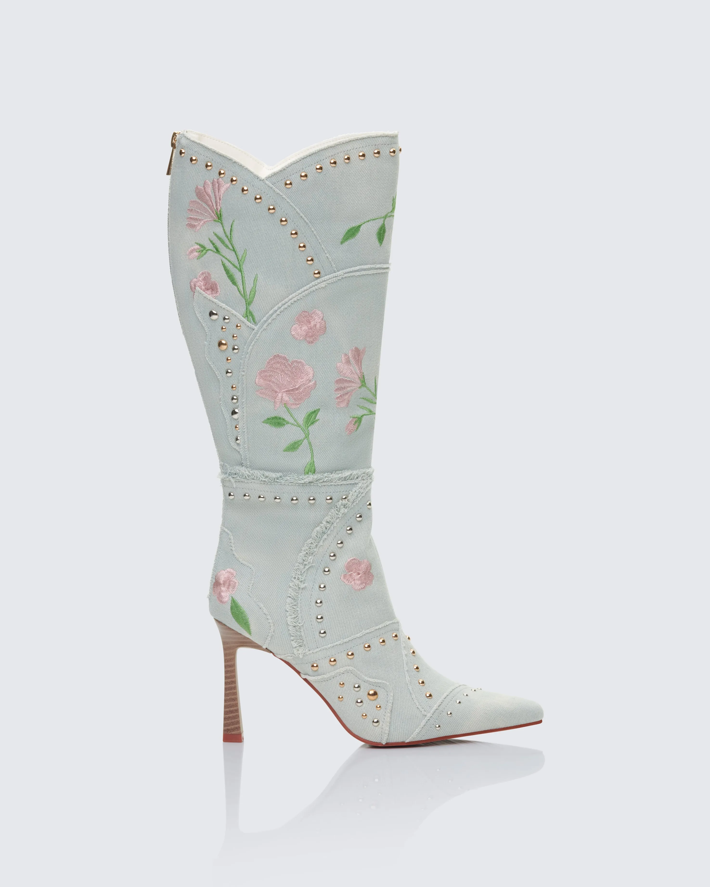 Carmen Blue Denim Embroidered Boot sold by Finesse