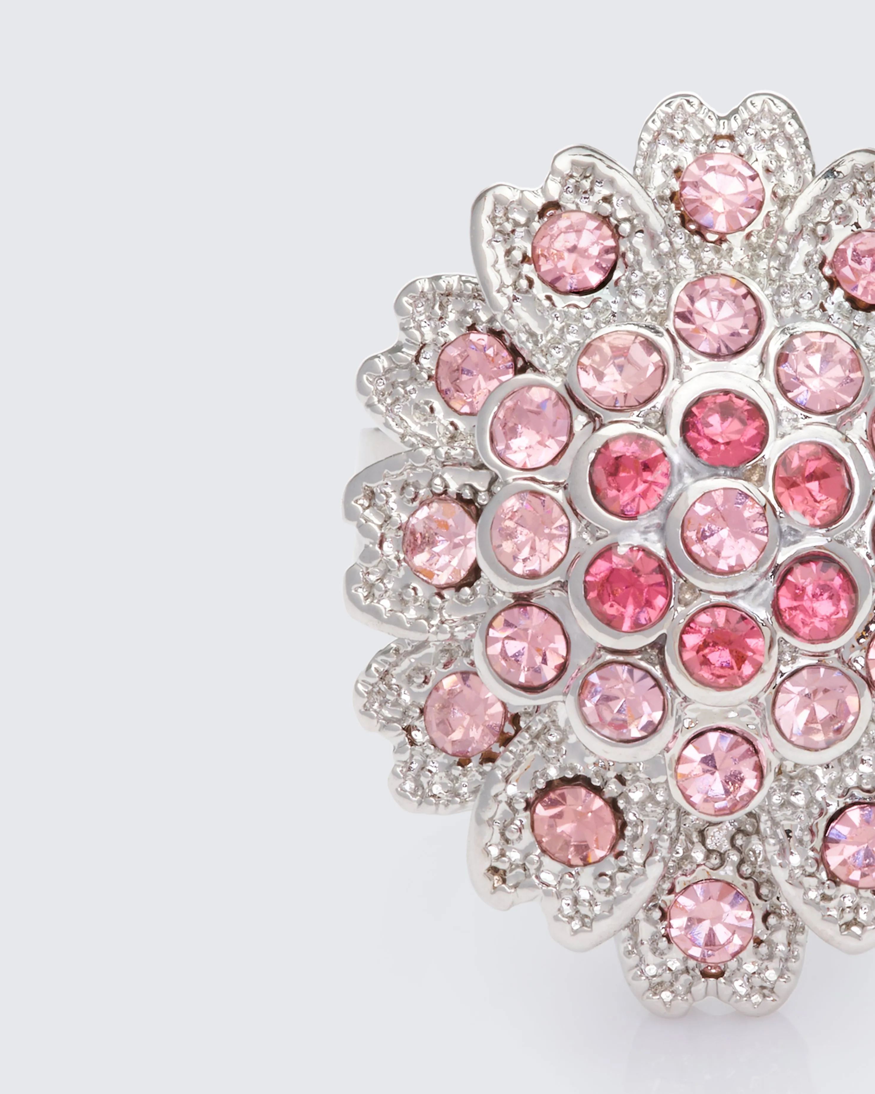 Harmony Silver Pink Flower Adjustable Ring sold by Finesse product image thumbnail 3