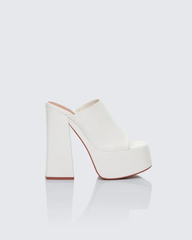 Saige White Open Toe Platform Sandal sold by Finesse