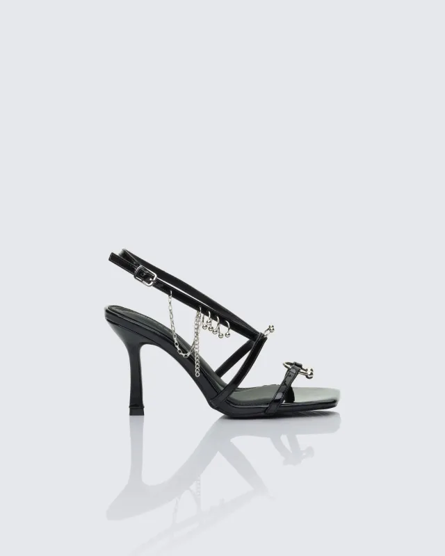 Ramona Black Piercing Detail Sandal made by Finesse