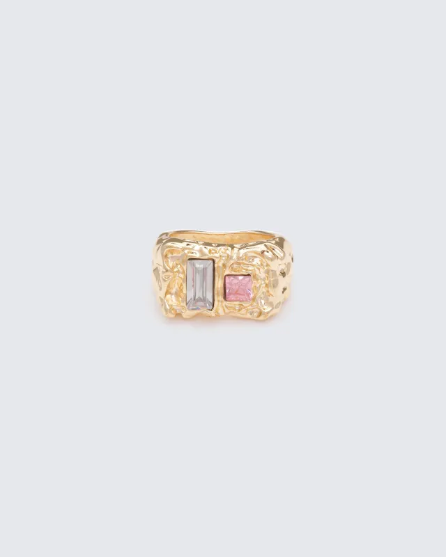 Disa Gold Molten Gem Ring sold by Finesse