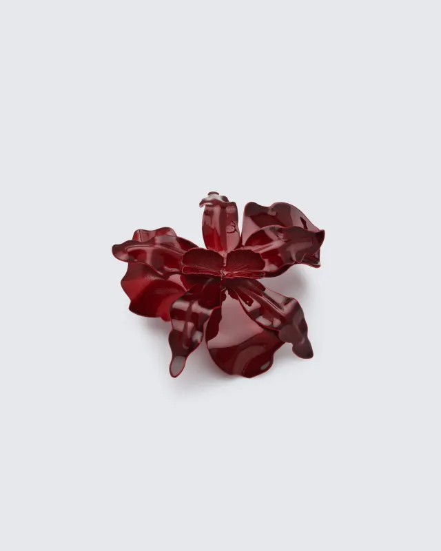 Svana Red Hibiscus Flower Adjustable Ring sold by Finesse