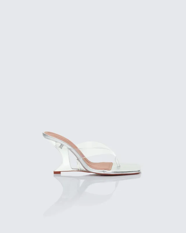 Abigail Silver Perspex Wedge Sandal sold by Finesse