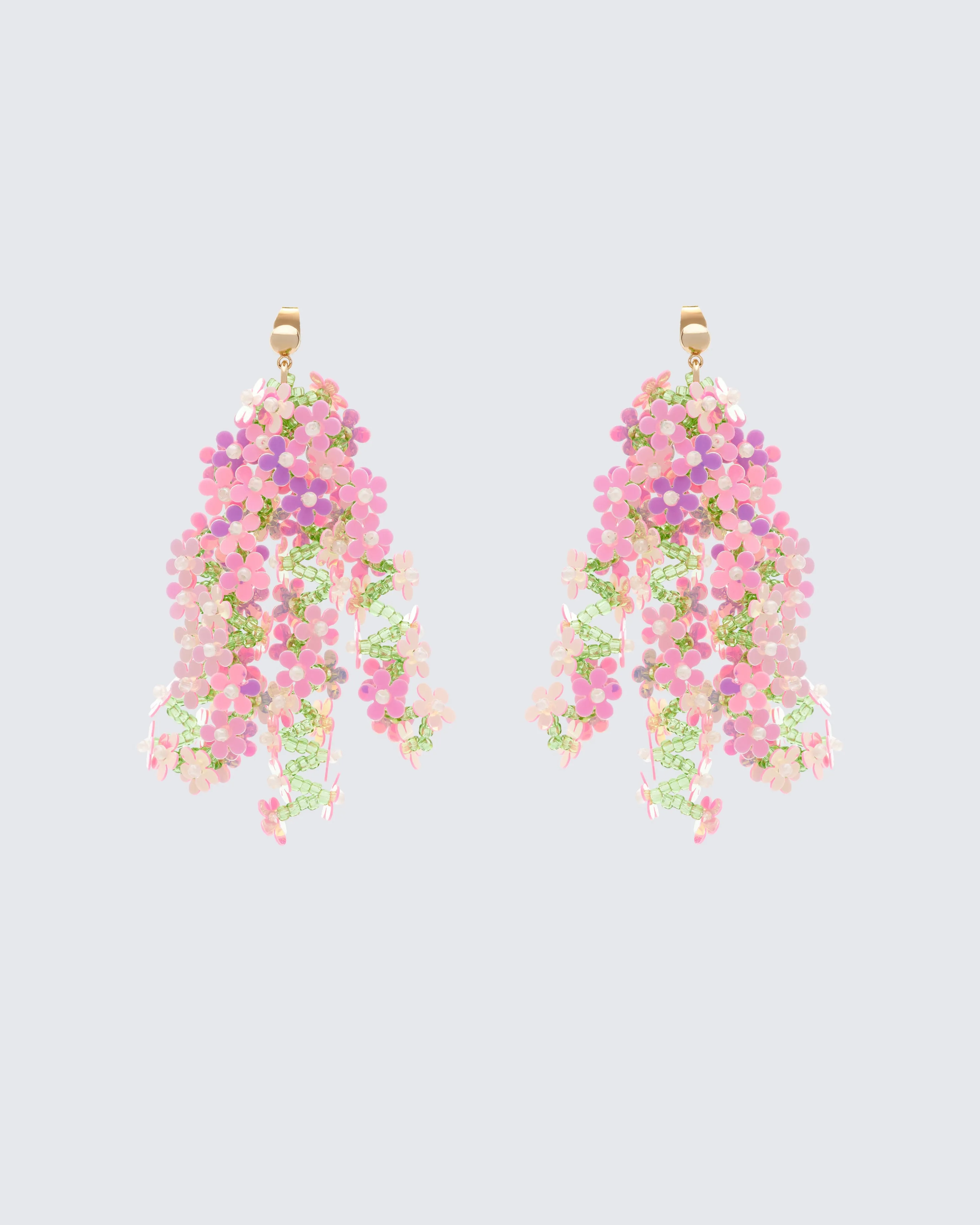 Neriel Pink Floral Chandelier Earrings sold by Finesse