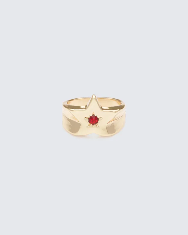 Iverra Gold Gemmed Star Ring sold by Finesse