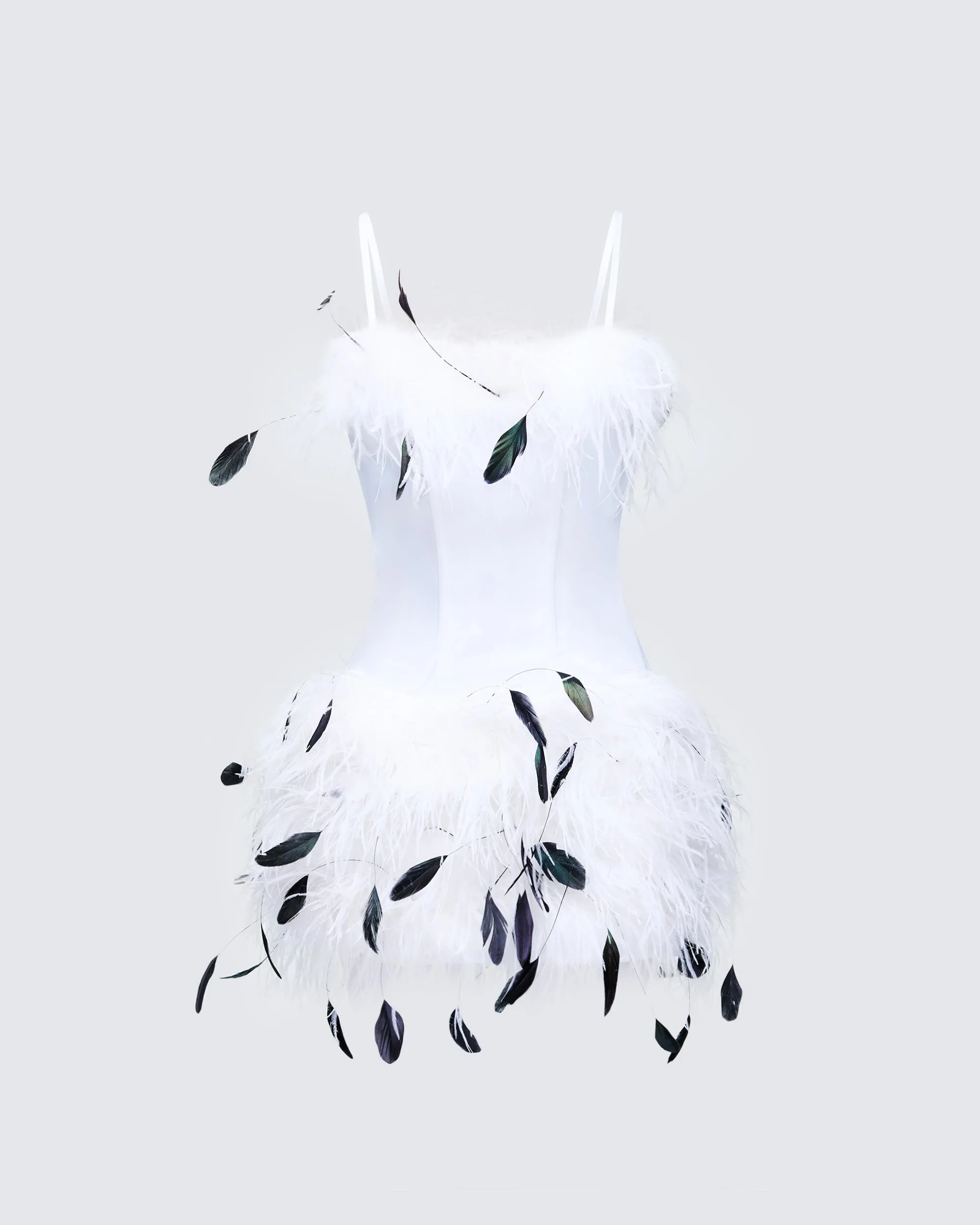 Meadow White Feather Backless Mini Dress sold by Finesse