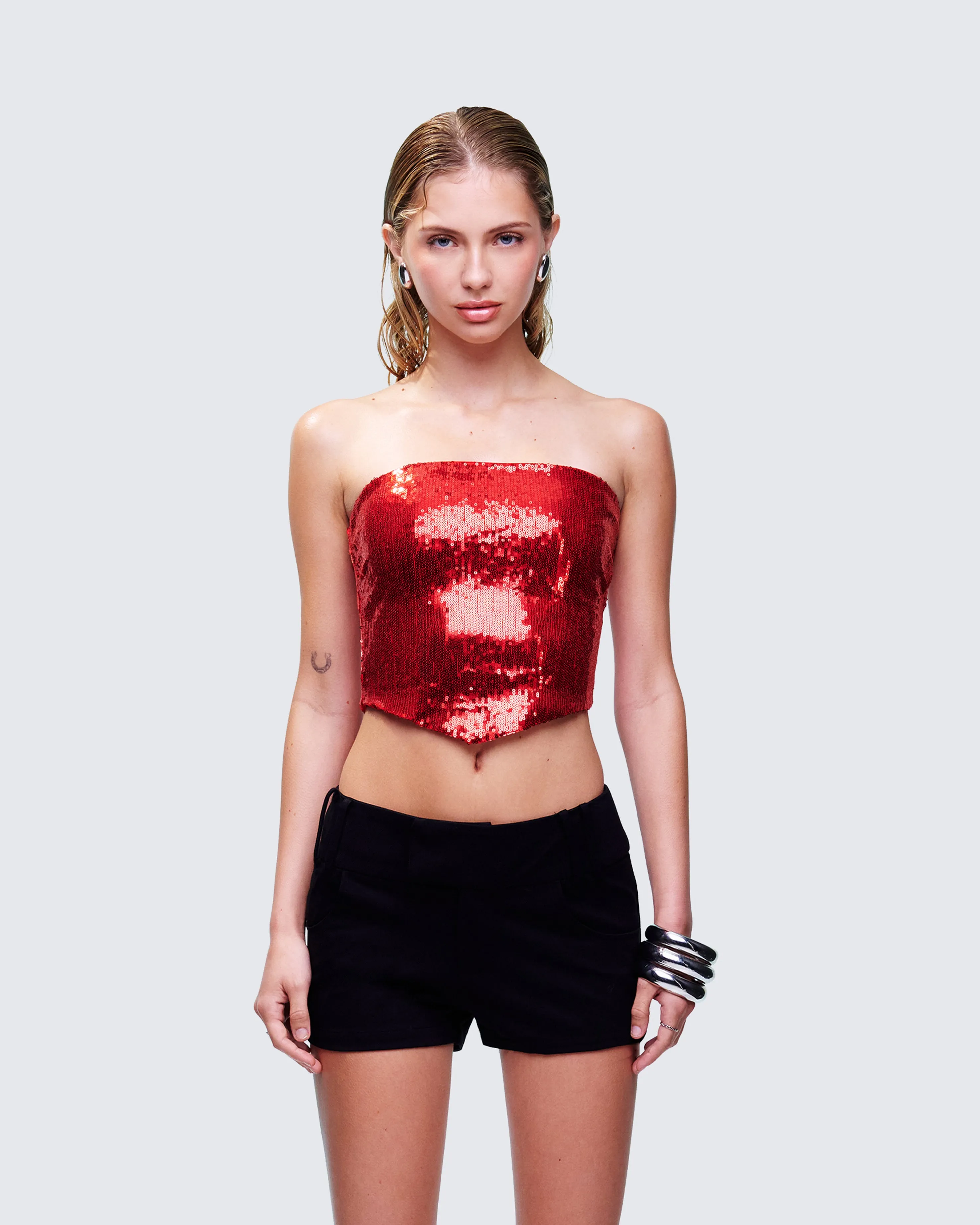 Astraia Red Sequin Bandeau Top sold by Finesse product image thumbnail 2