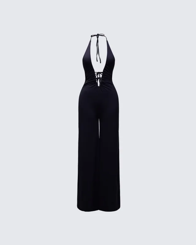 Saoirse Black Plunge Neck Jumpsuit sold by Finesse