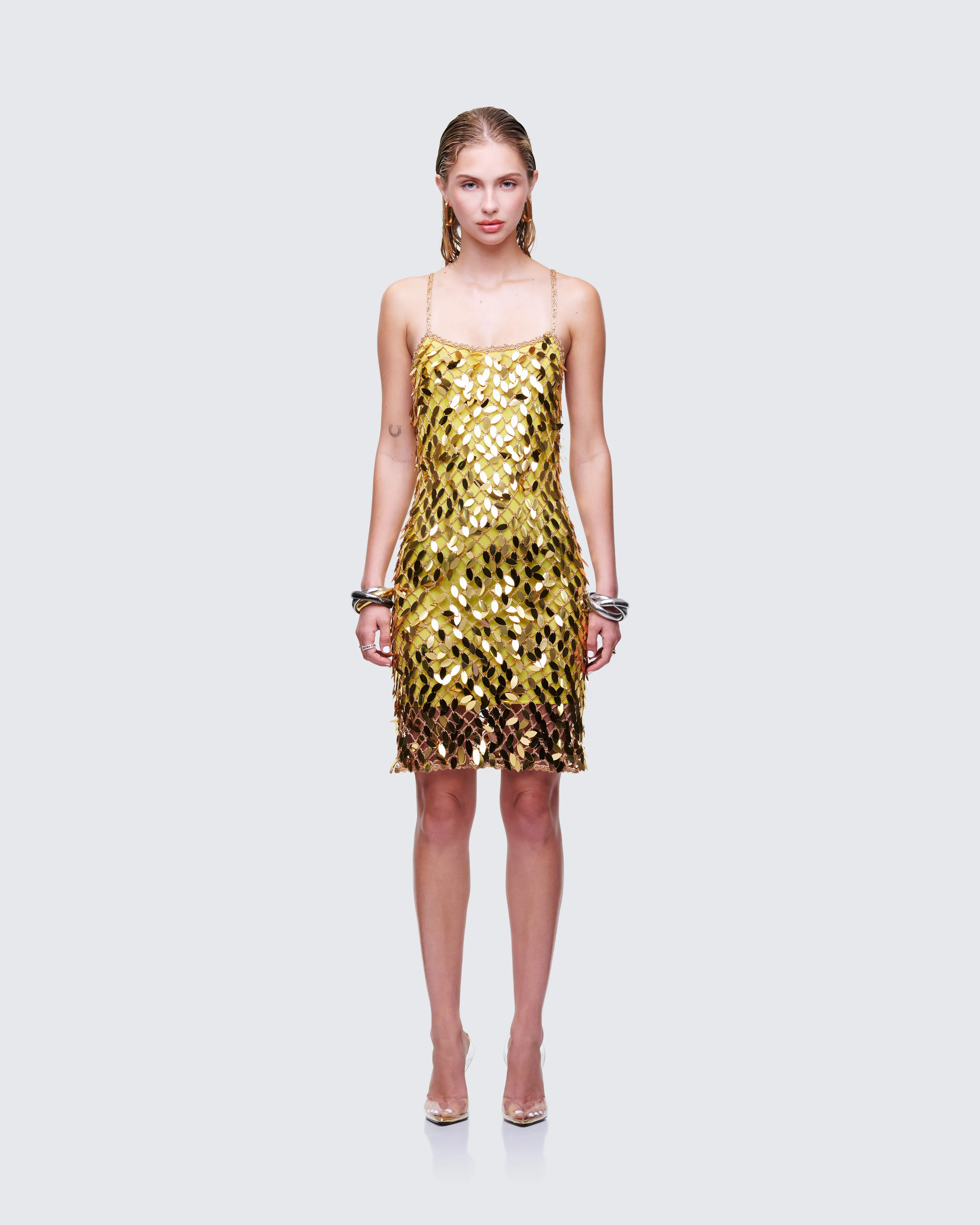 Bellatrix Gold Sequin Mini Dress sold by Finesse product image thumbnail 2