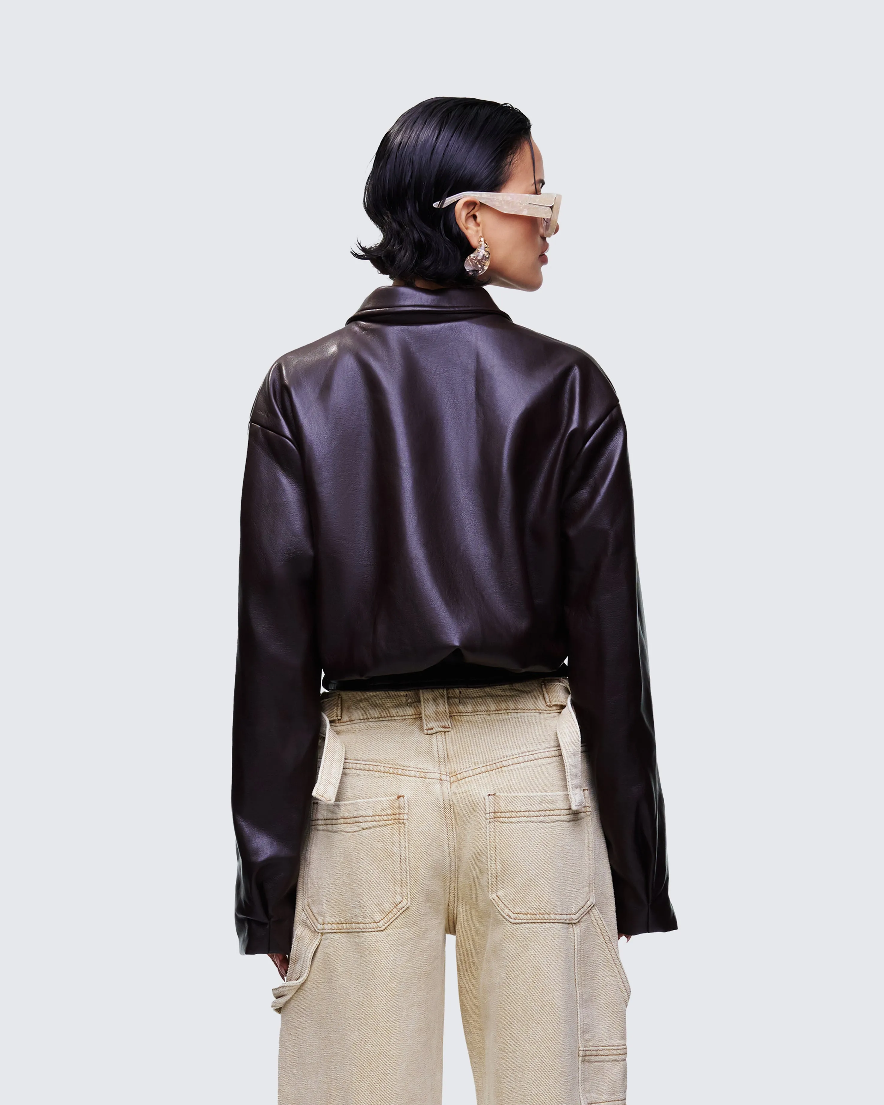 Waveney Brown Vegan Leather Jacket sold by Finesse product image thumbnail 4