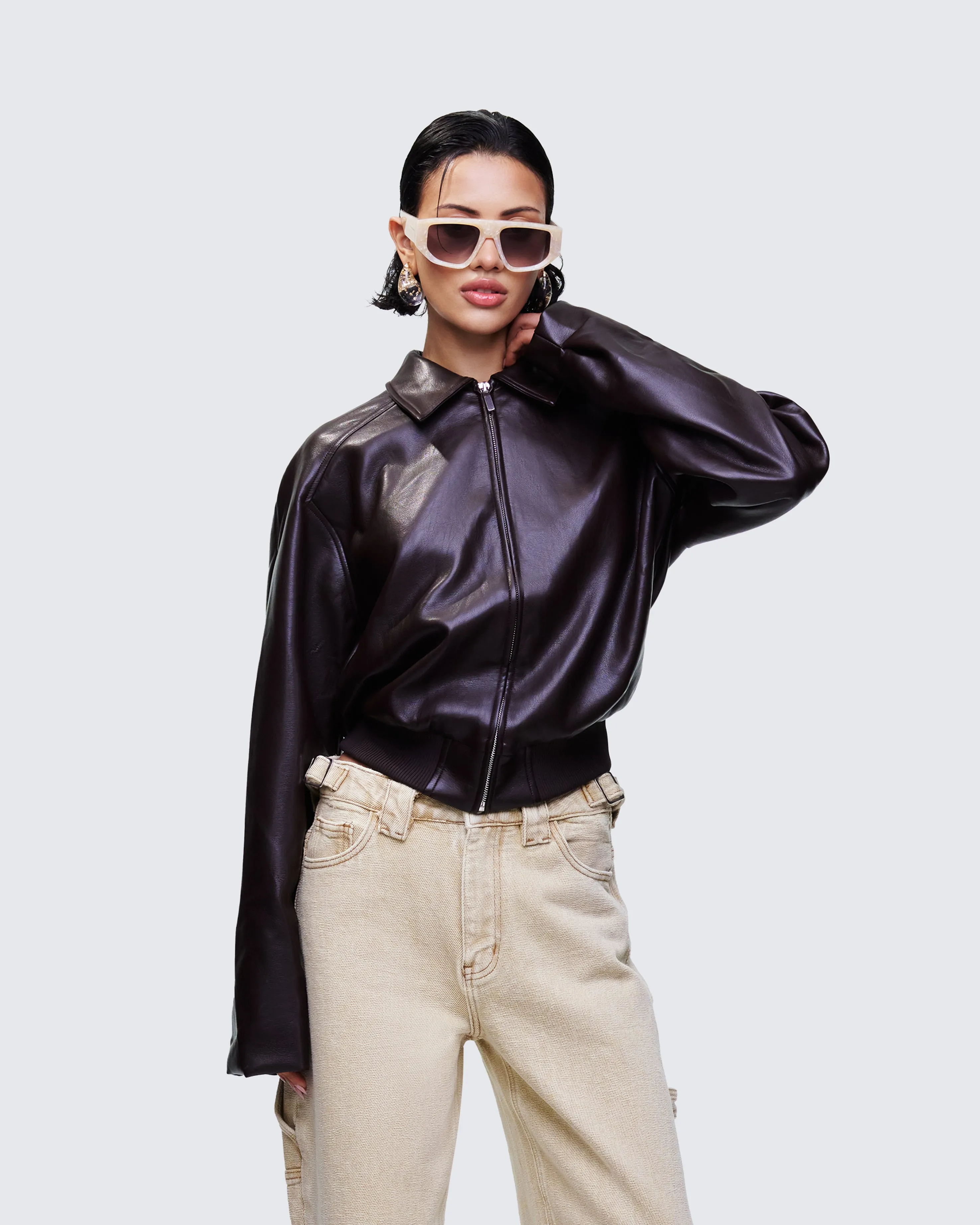 Waveney Brown Vegan Leather Jacket sold by Finesse product image thumbnail 3