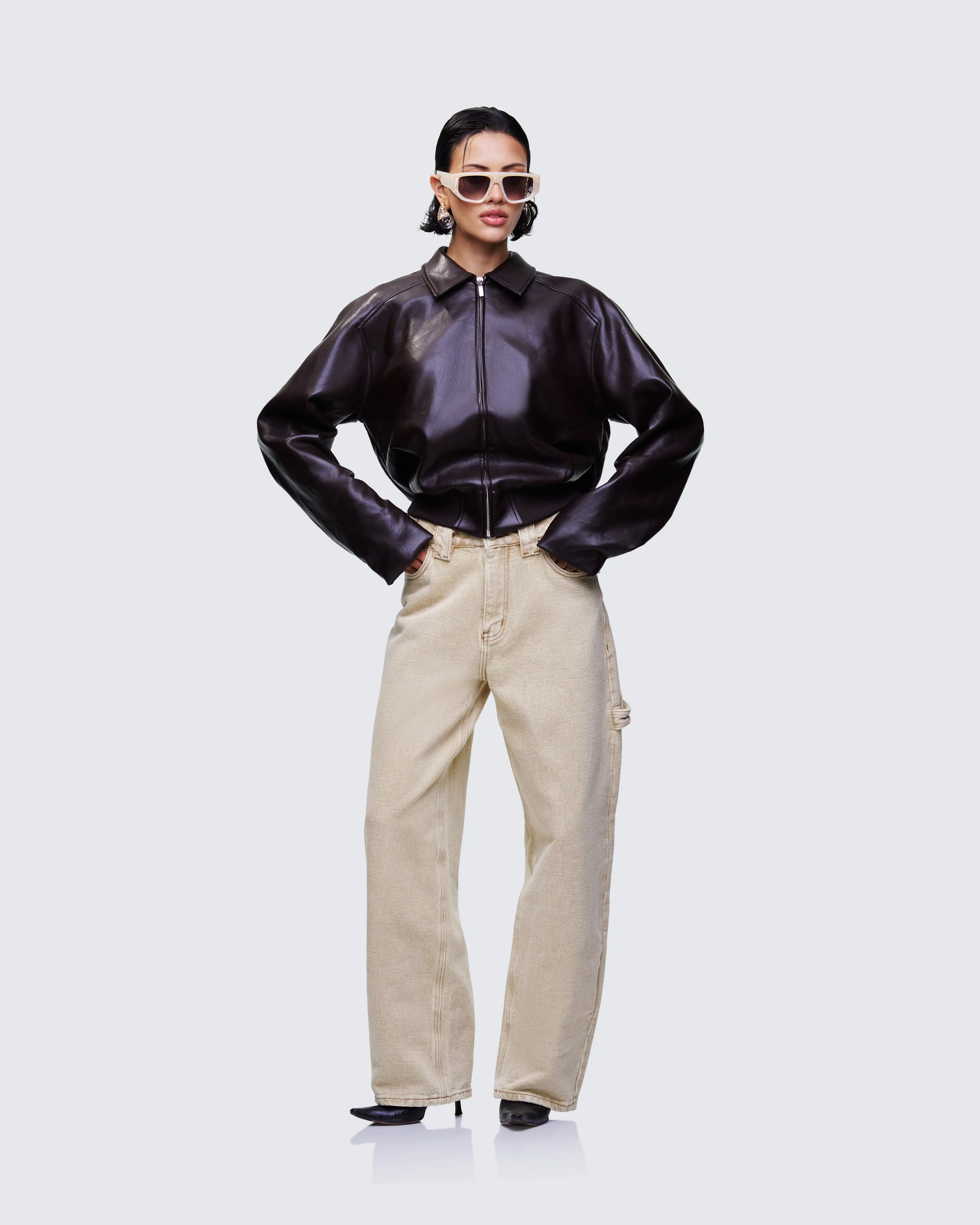 Waveney Brown Vegan Leather Jacket sold by Finesse product image thumbnail 5