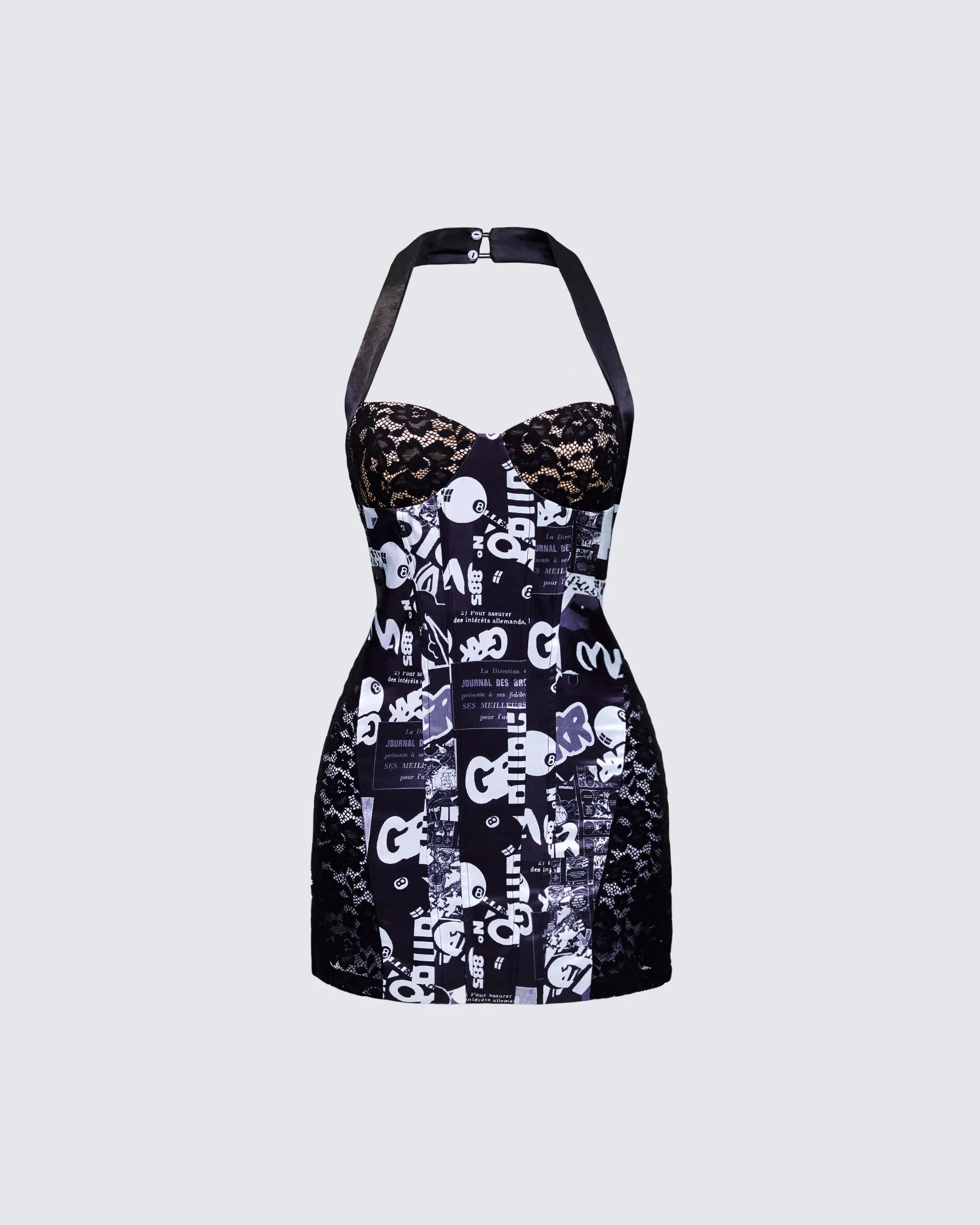 Spencer Black Lace Corset Mini Dress sold by Finesse