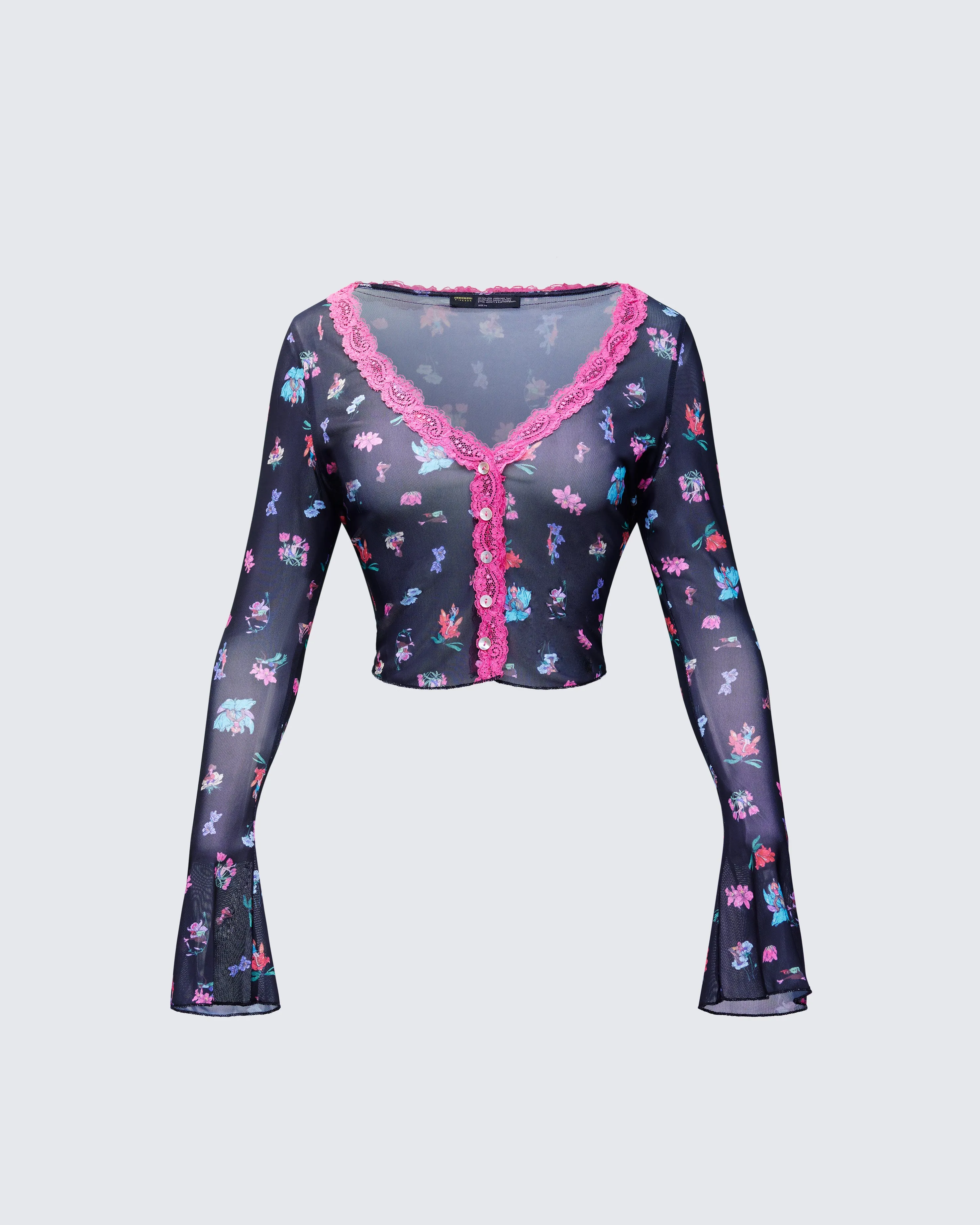 Aurelia Black Printed Mesh Top sold by Finesse