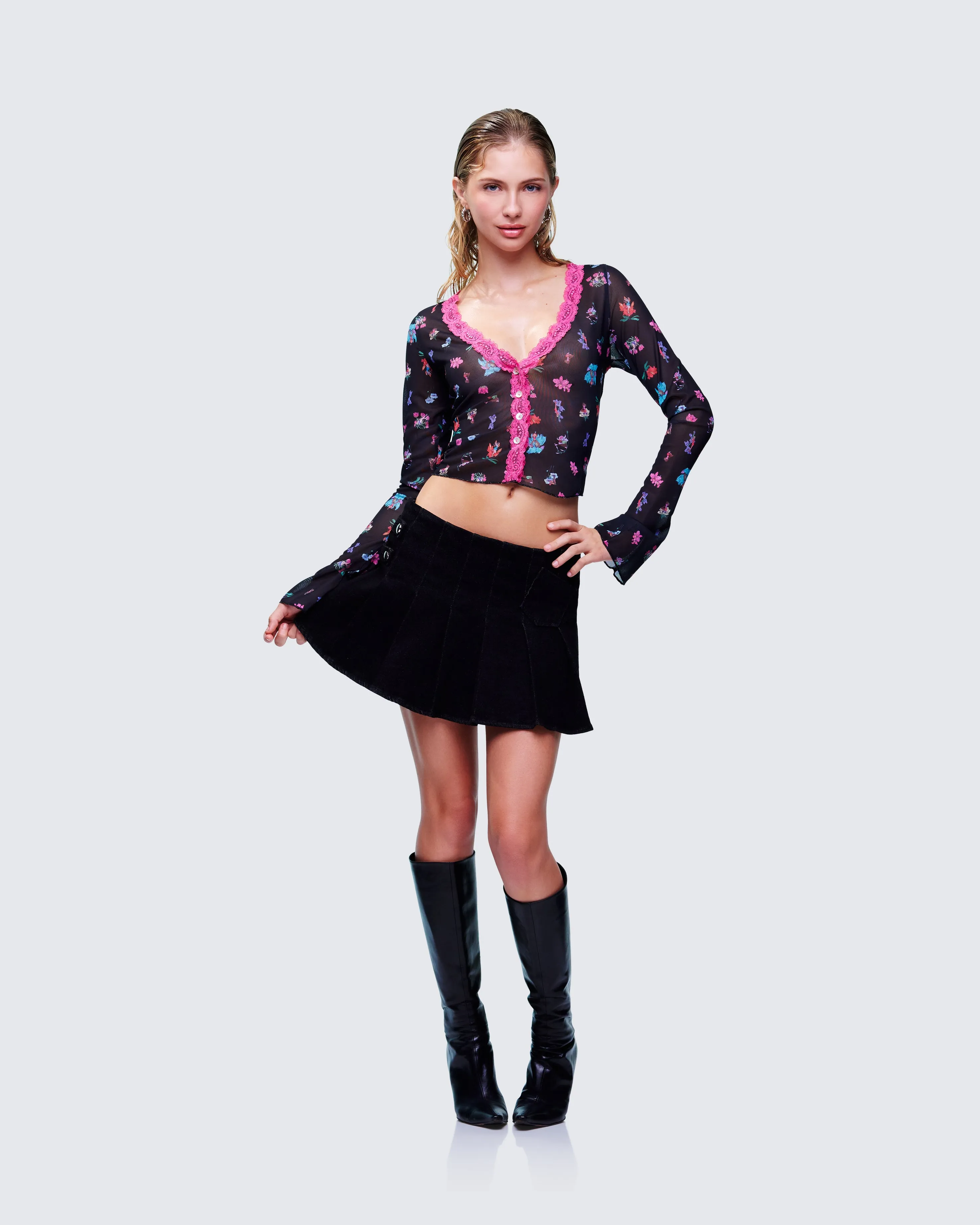 Aurelia Black Printed Mesh Top sold by Finesse product image thumbnail 5