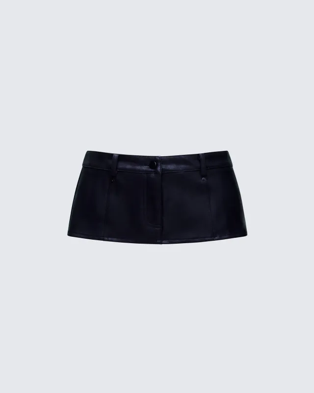 Novia Black Vegan Leather Mini Skirt sold by Finesse