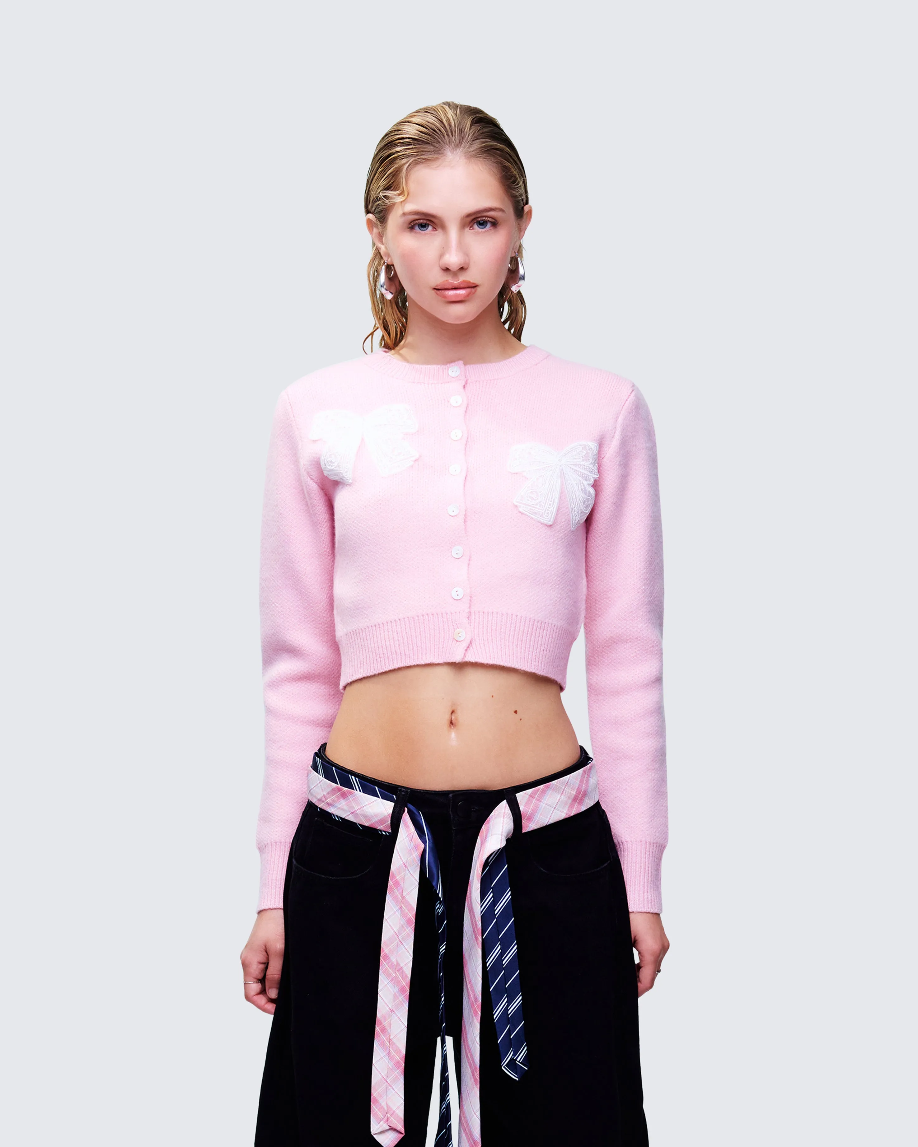 Habibah Pink Bow Detail Cardigan sold by Finesse product image thumbnail 2