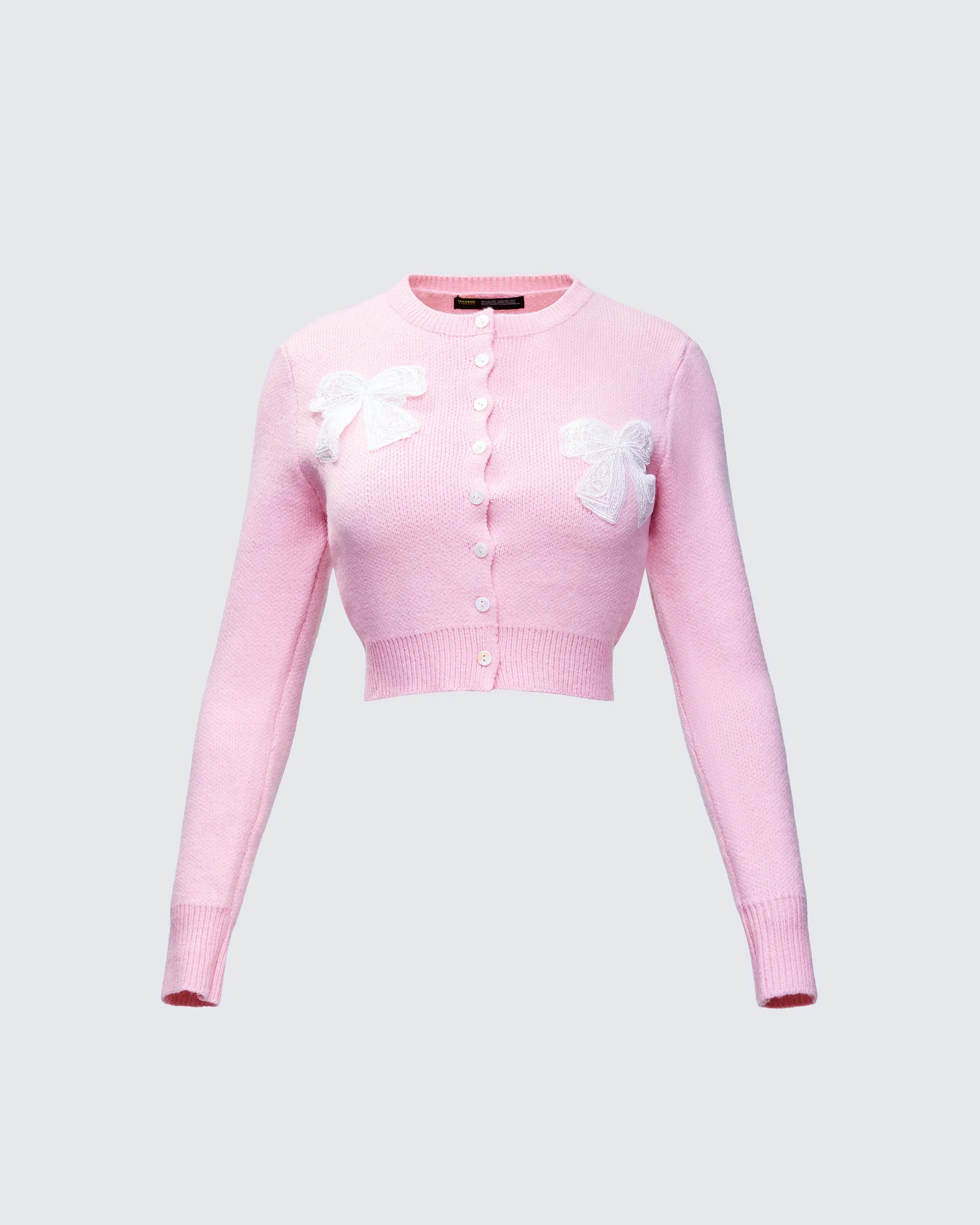 Habibah Pink Bow Detail Cardigan sold by Finesse