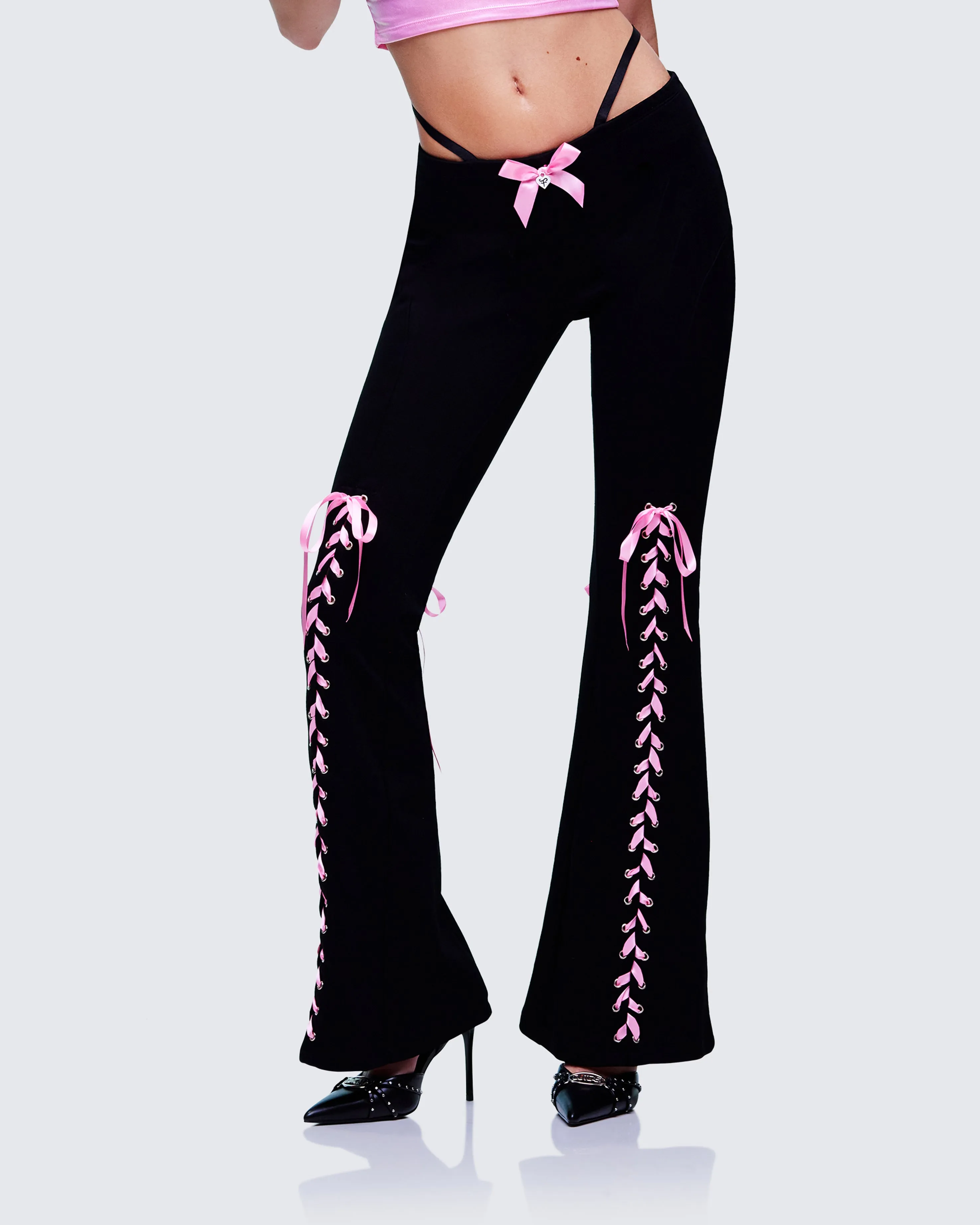 Vashti Black Ribbon Laced Sweatpants sold by Finesse product image thumbnail 3