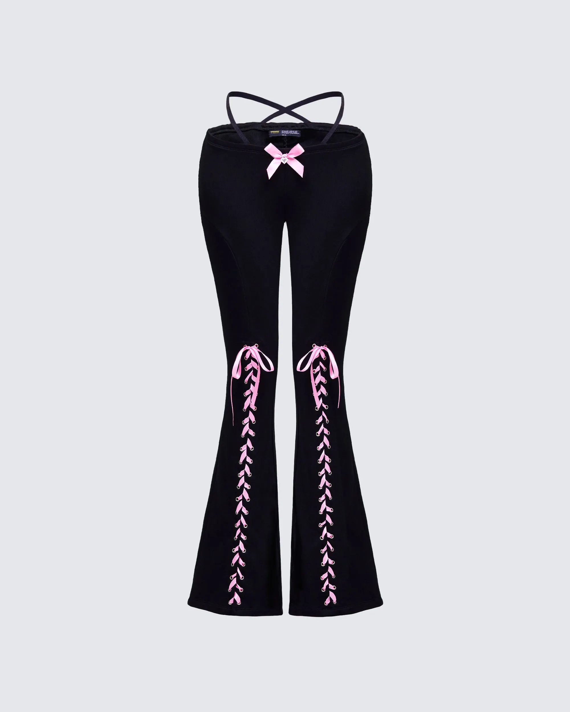 Vashti Black Ribbon Laced Sweatpants sold by Finesse