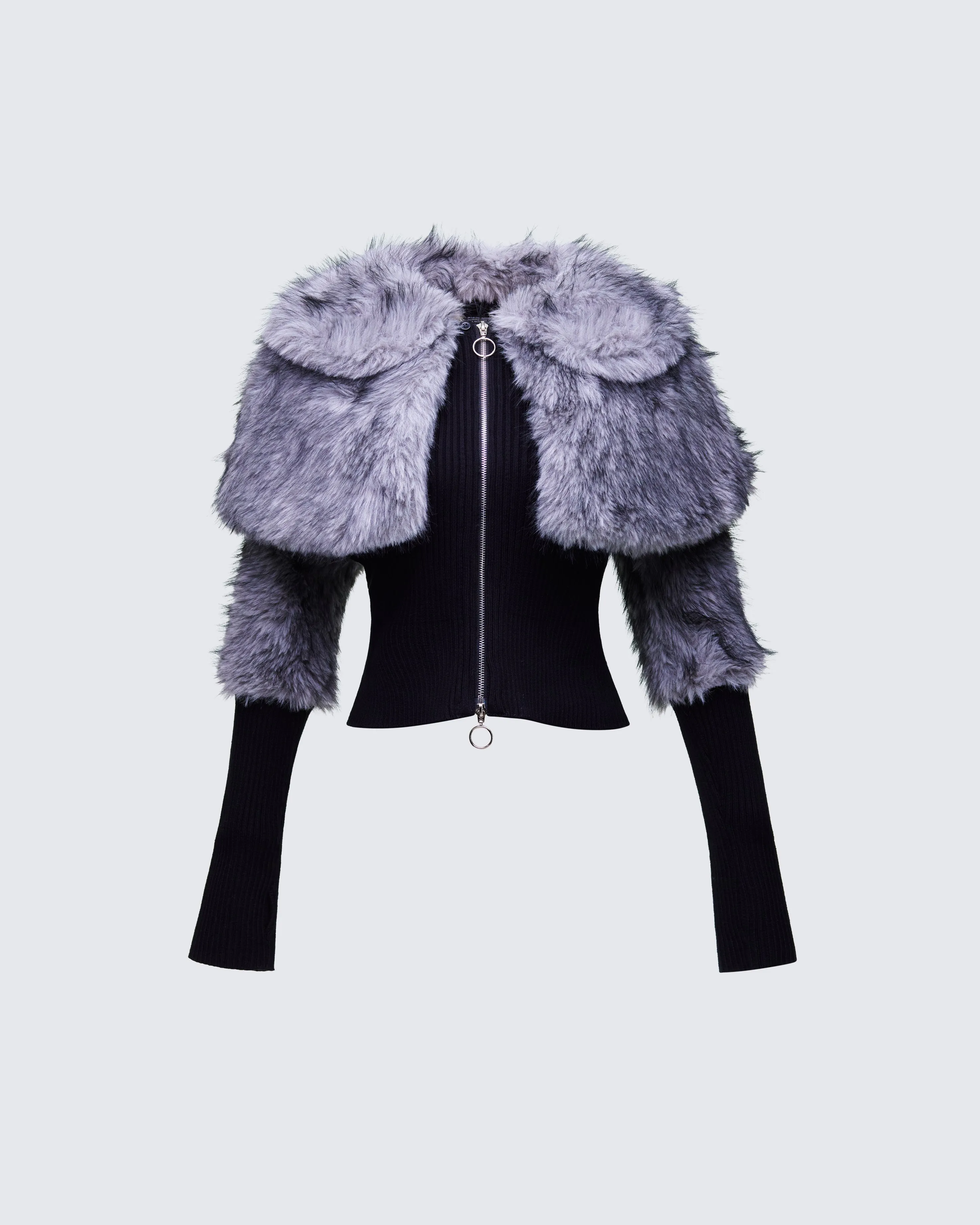 Talia Black Fur Cape Cardigan sold by Finesse