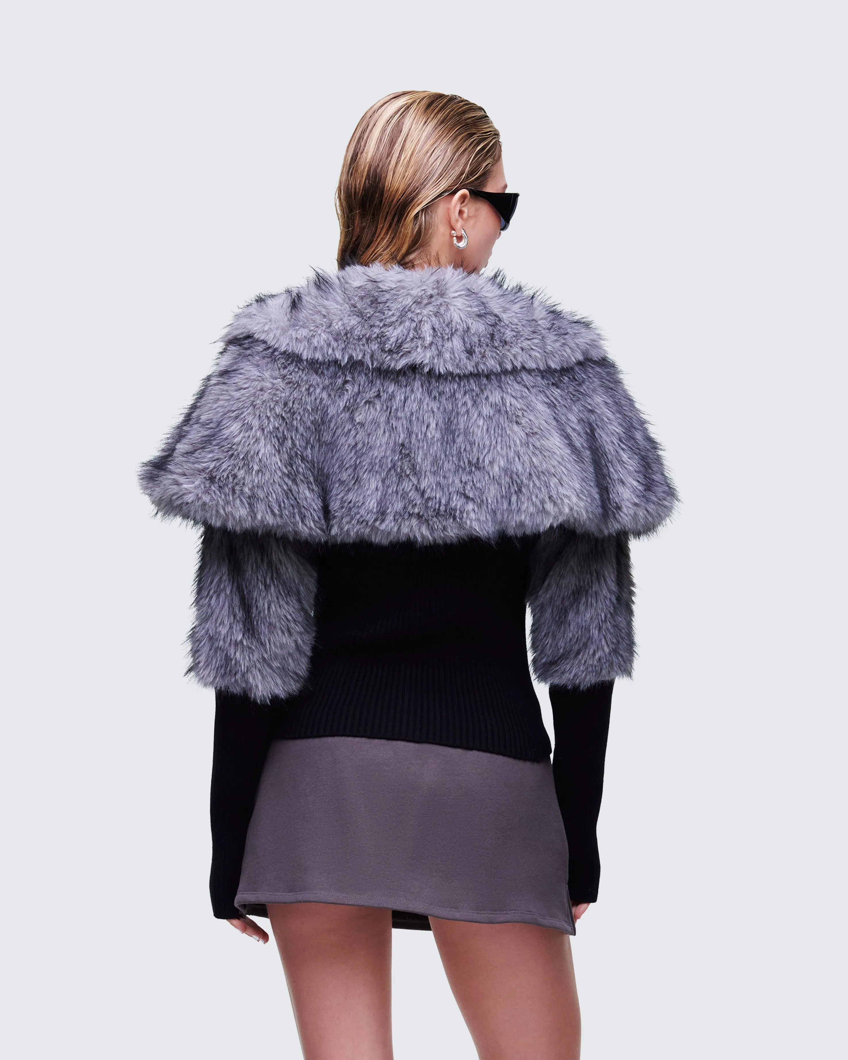 Talia Black Fur Cape Cardigan sold by Finesse product image thumbnail 4