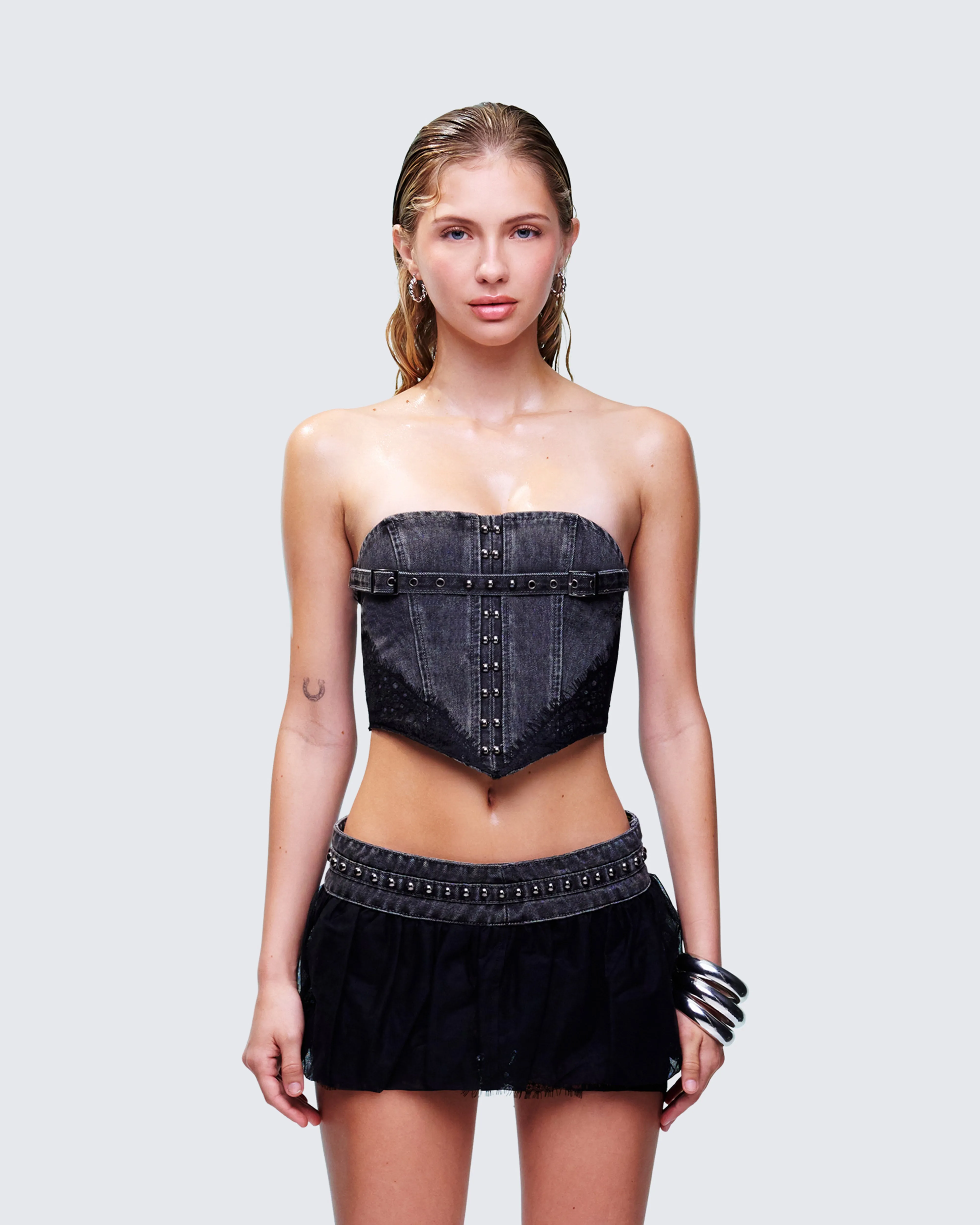 Titan Black Denim Corset Top sold by Finesse product image thumbnail 2