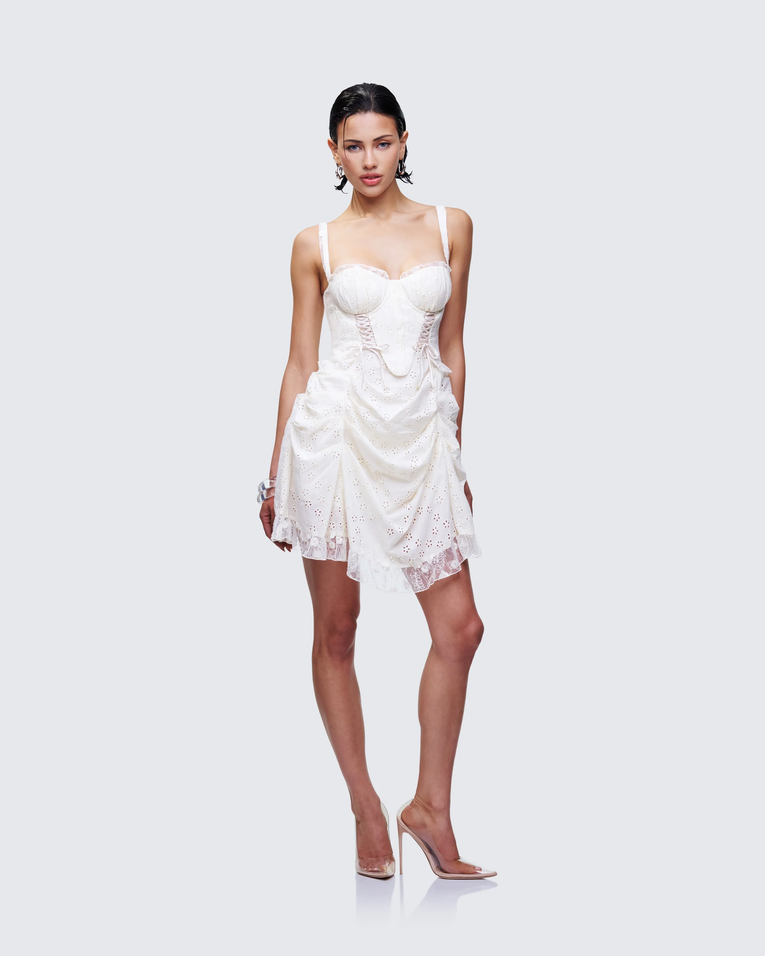 Sallie Ivory Eyelet Corset Mini Dress sold by Finesse product image thumbnail 4