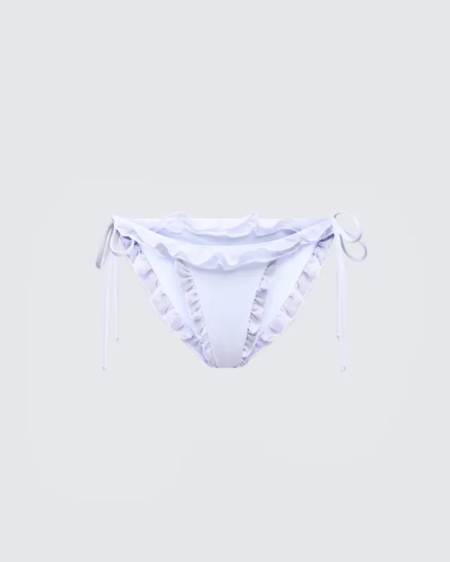 Monroe White Ruffle Bikini Bottom sold by Finesse
