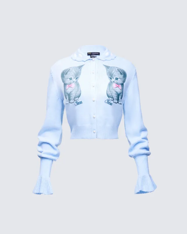 Kitty Blue Printed Cardigan sold by Finesse