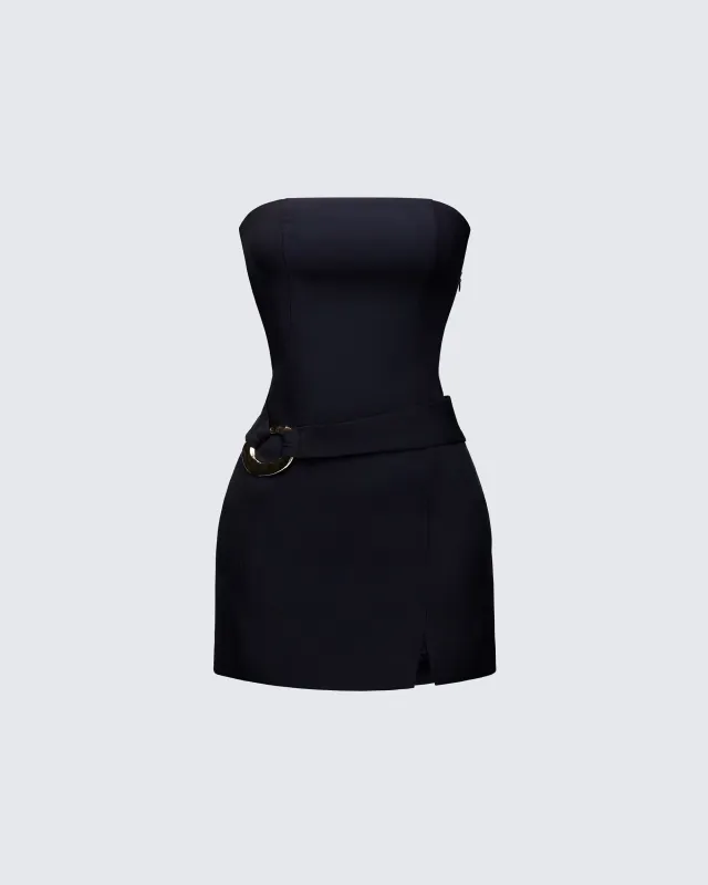 Pamela Black Belted Dress sold by Finesse