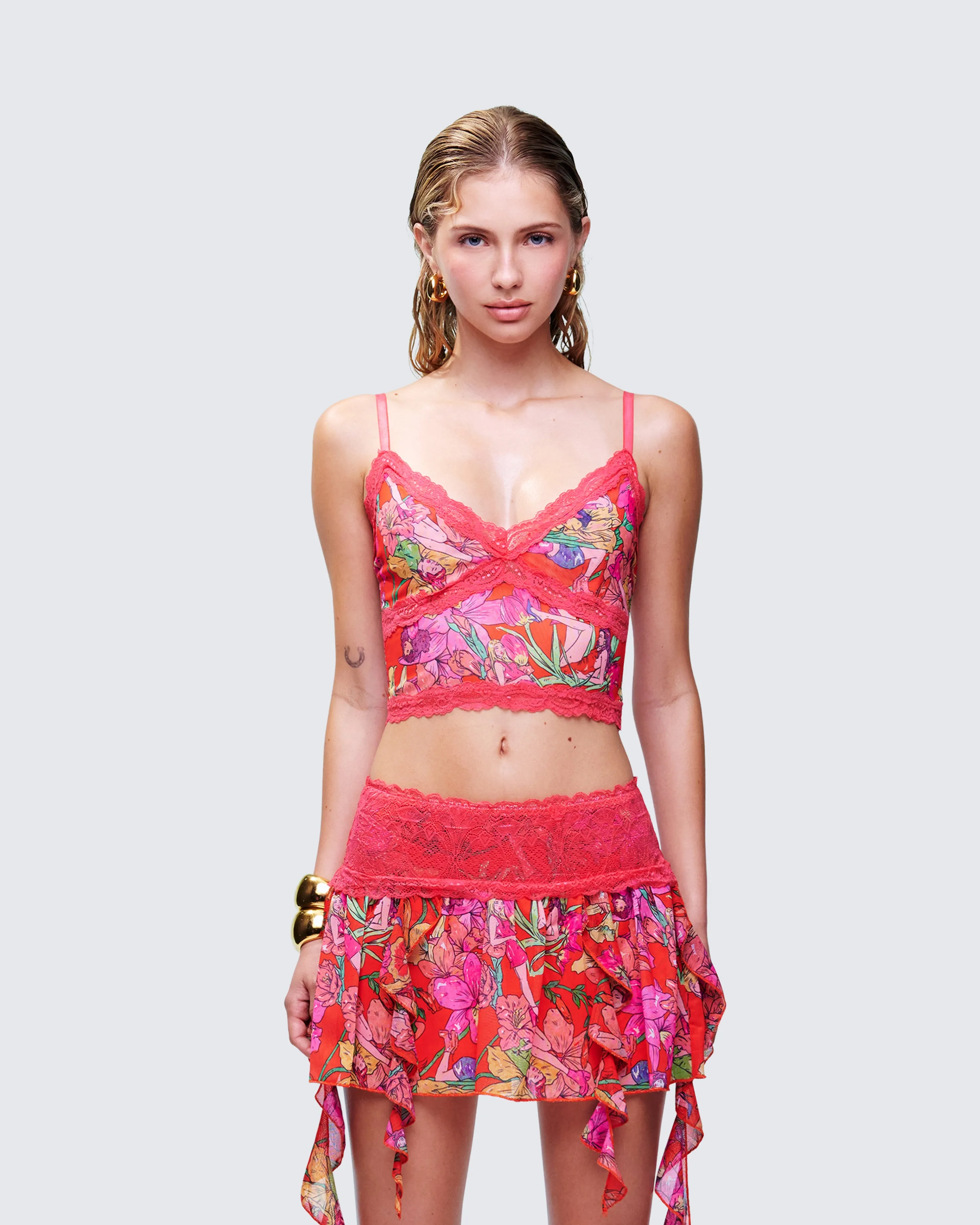 Aurelia Orange Printed Mesh Cami sold by Finesse product image thumbnail 2